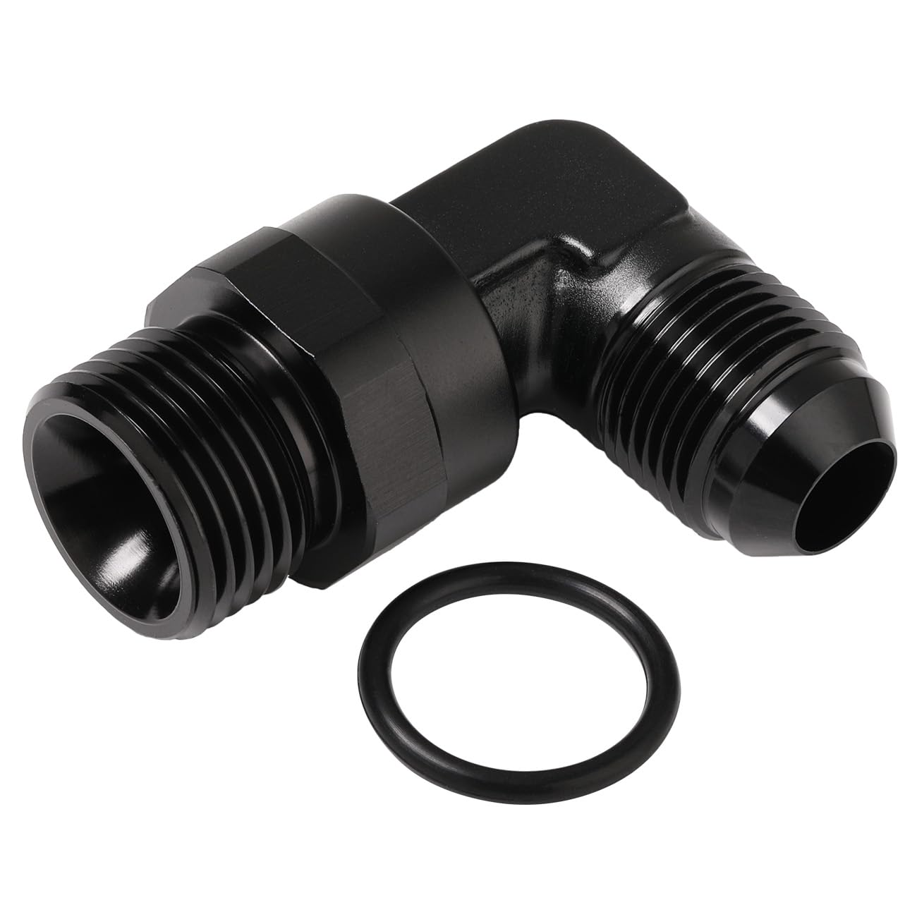 Podavelle 8An Male Flare To 10An -10 Orb O-Ring Boss 90 Degree Swivel Fitting Adapter Aluminum Black