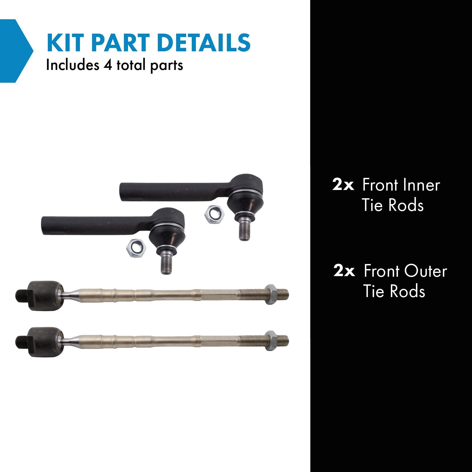 Trq Front Tie Rod Set Compatible With 2012-2016 Subaru Impreza