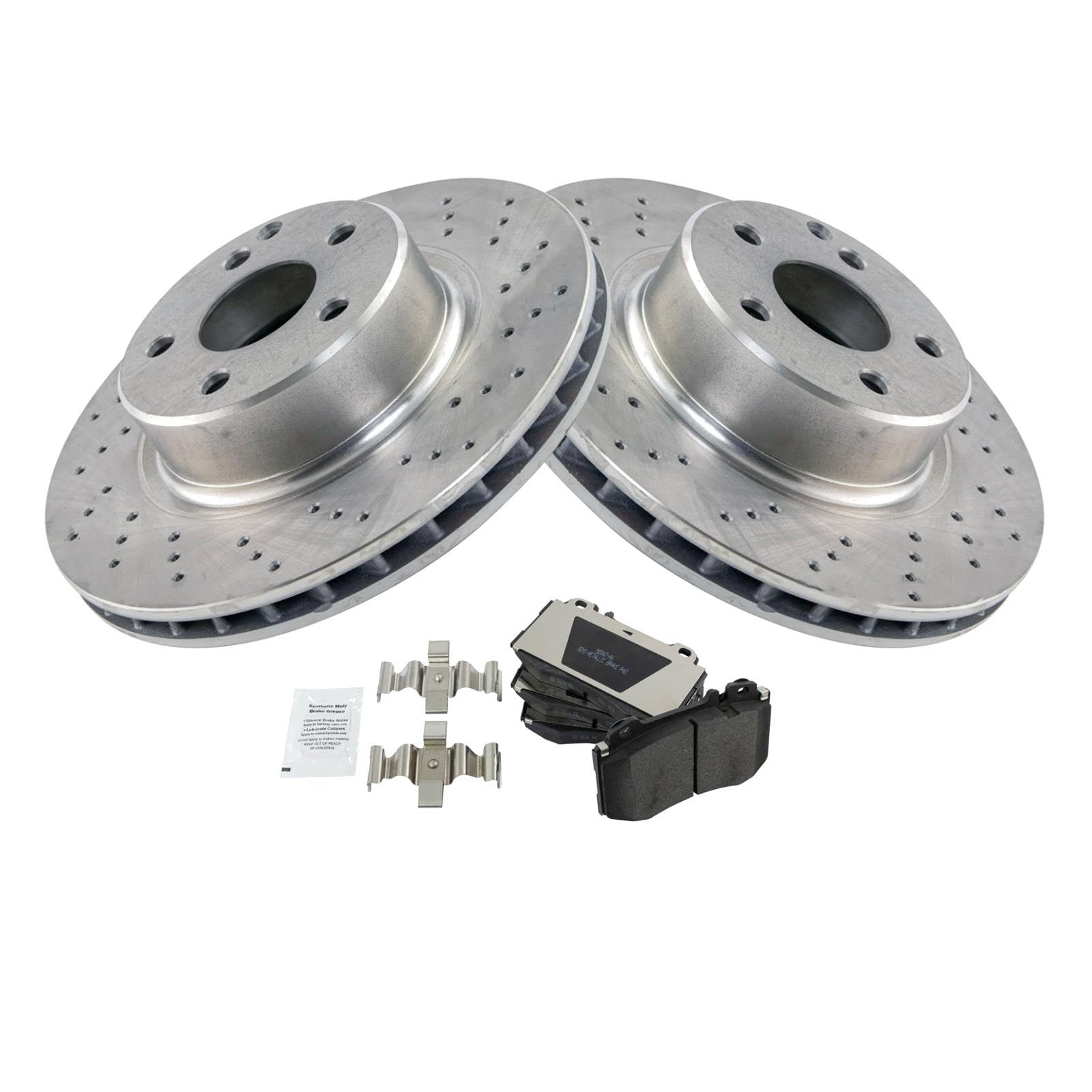 Trq Front Brake Pad & Rotor Kit Brake Pads Brake Rotor Semi-Metallic Compatible With 2003-2006 Mercedes-Benz Cl500 S430 S500