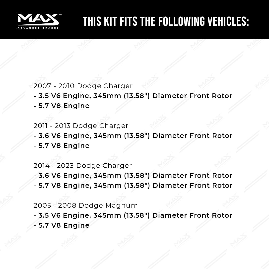 Max Advanced Brakes Front Brake Kit Compatible With 2005-2023 Chrysler 300 Compatible With Dodge Challenger Charger Replacement