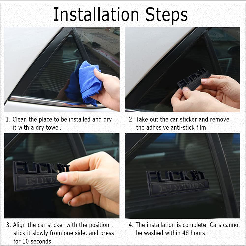 Car Exterior Emblems Badge 3D Sticker Decal, Fuck-It Edition Emblem 3D Fender Badge Decal Car Truck Replacement, Fit For All Car