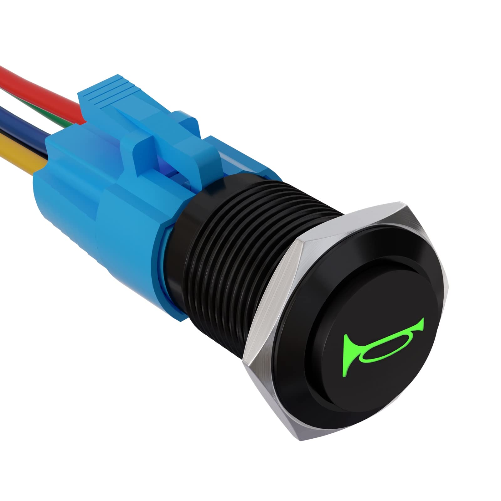 Apiele 16Mm 12V Momentary Speaker Horn Push Button Toggle Switch 0.63'' Mounting Hole 1No 1Nc Spdt With Pre-Wiring Socket For Ca