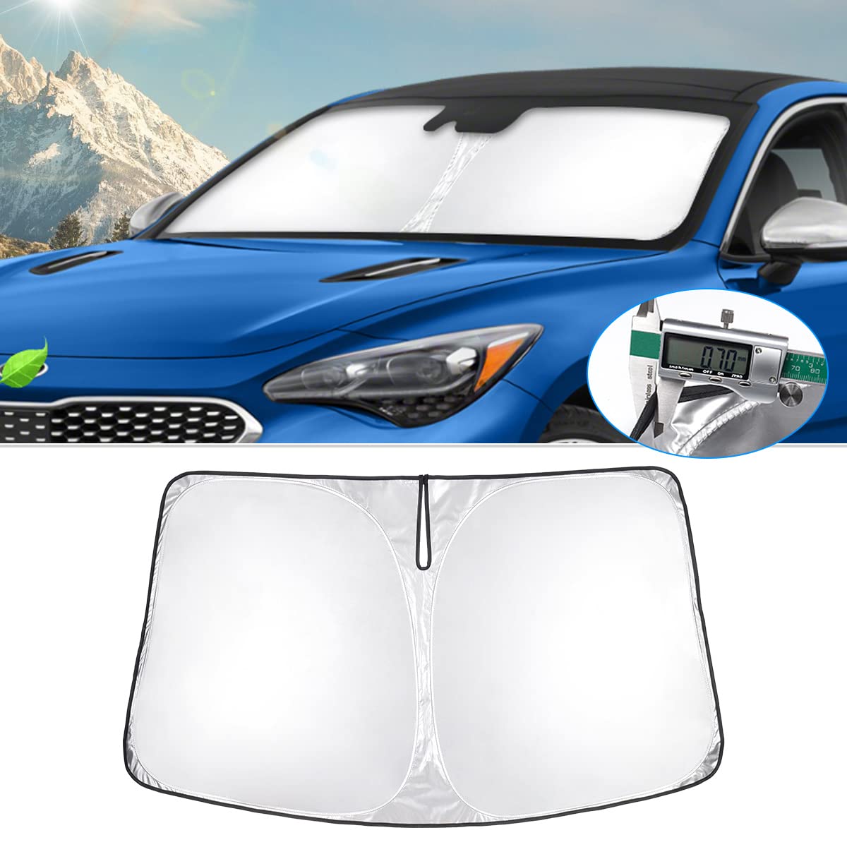 T Tgbros Windshield Sun Shade Custom Fit For 2018-2023 Kia Stinger Accessories Foldable Sun Shield Reflective Polyester Sun Viso