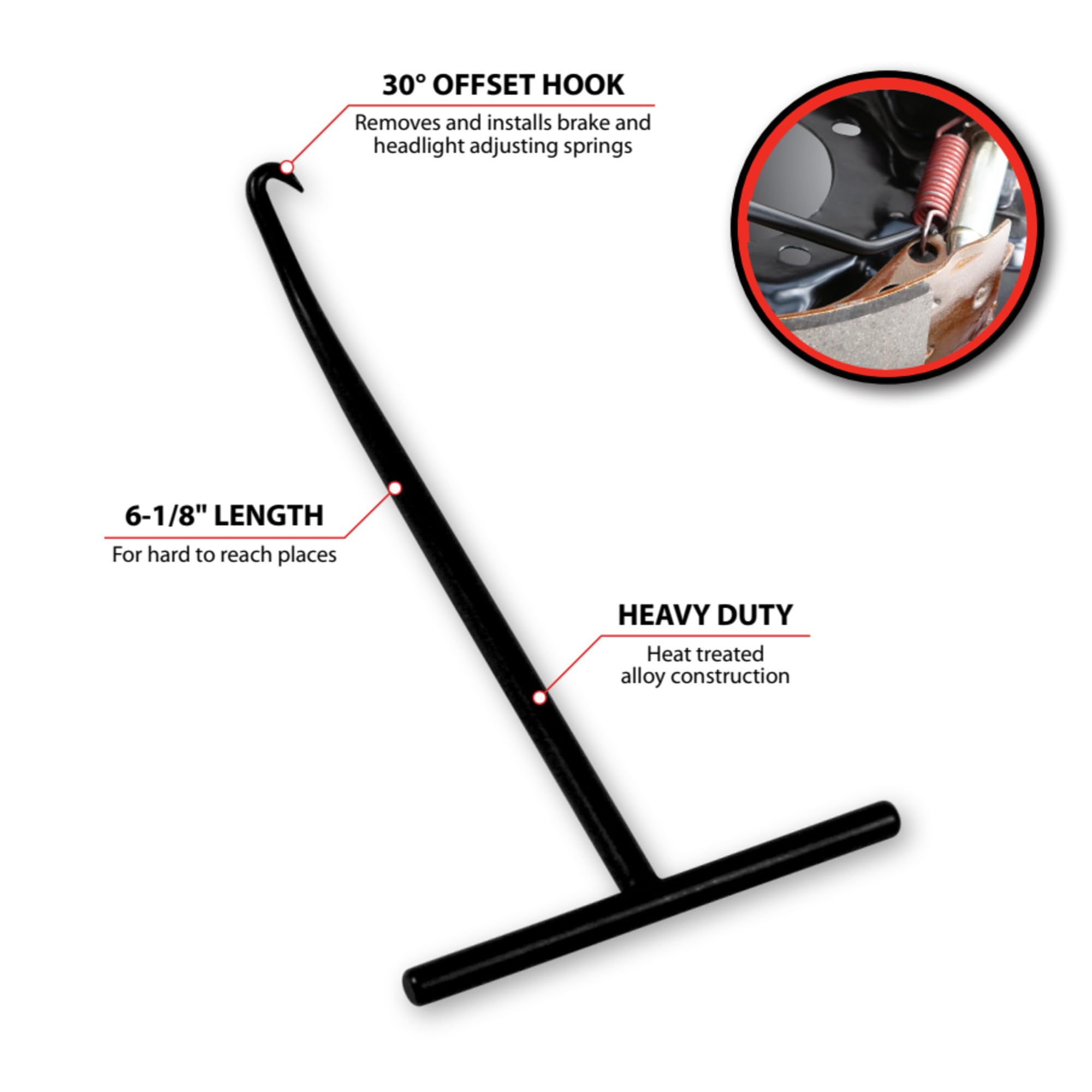 Performance Tool W86557 Headlight Adjusting And Brake Spring Tool, Heat Treated Alloy Construction, Easy Access To Hard To Reach