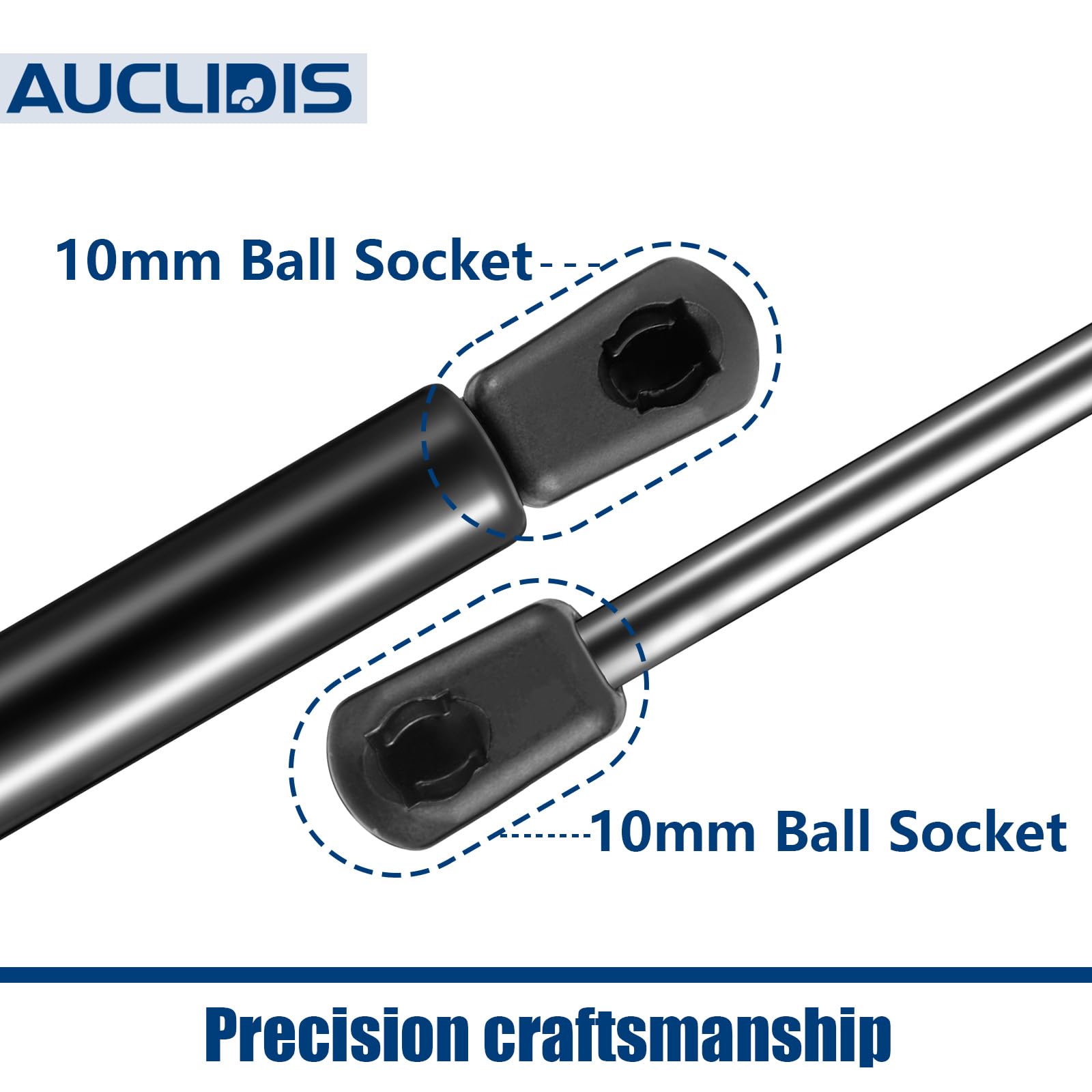 AUCLIDIS Gas Strut Shock Lift Support Spring, 18 inch, 28lb/125N, Black, Model C1621220, Set of 2 for Truck Topper & Camper