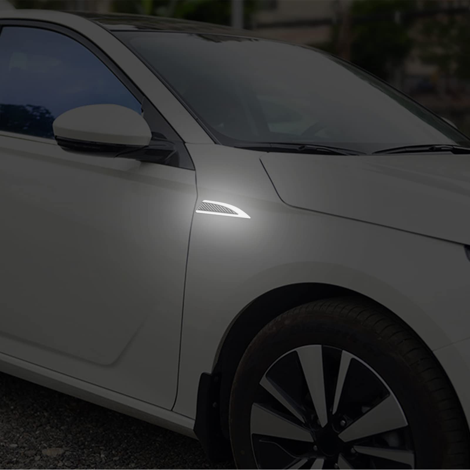 LANZMYAN Car Safety Reflective Trim Sticker Carbon Fiber Side Marker Safety Warning Anti-Collision Strip Protection Reflector Gu