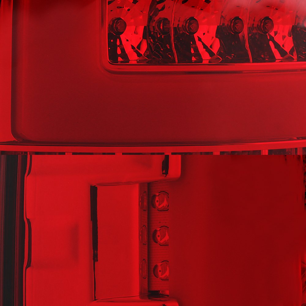 Akkon - For 03-06 Dodge Ram 1500 2500 3500 Led Drl Light Tube Red Chrome Tail Brake Light Lamp Assembly