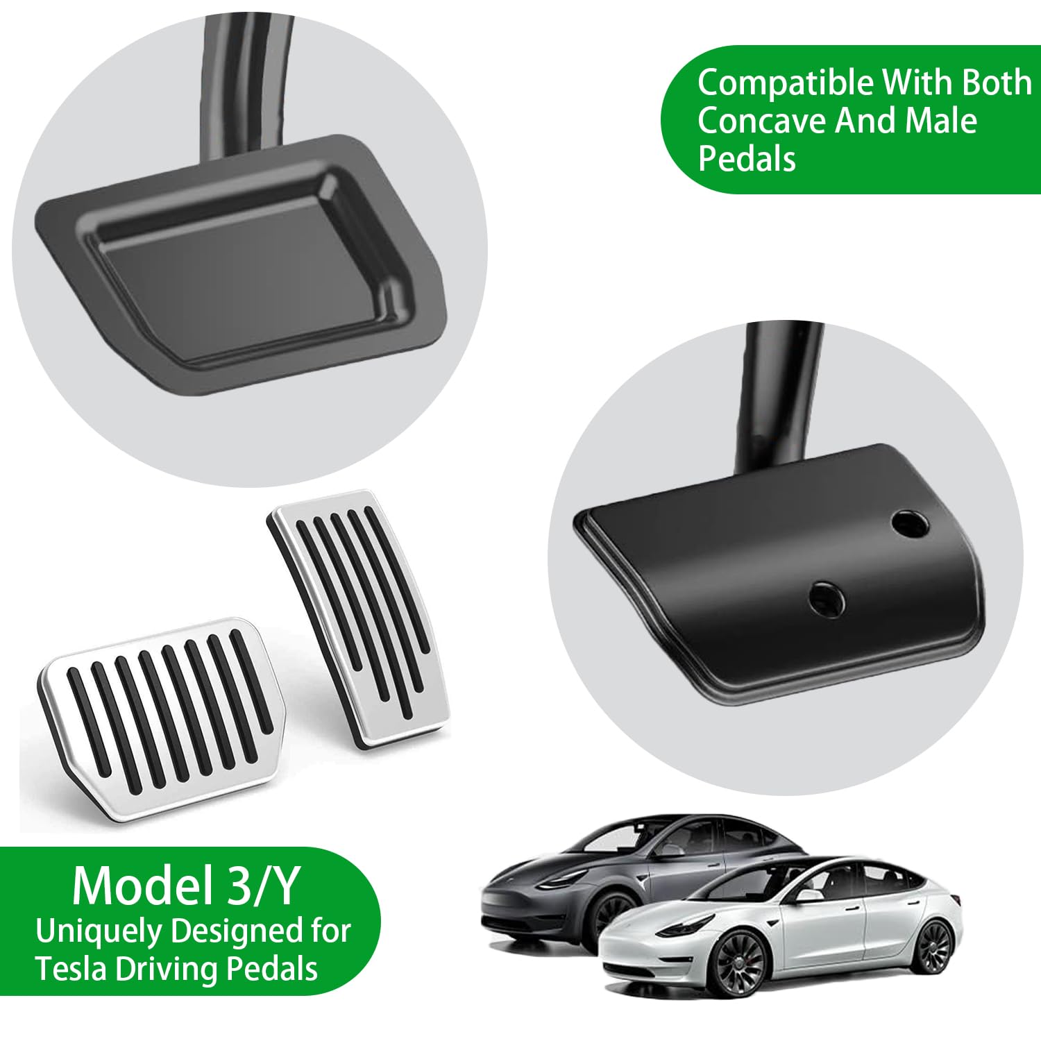 Topfit For Tesla Performance Pedal Pads Cover Foot Aluminum Non-Slip Pedals For Model Y(Juniper) Model 3(Highland) And Tesla Mod