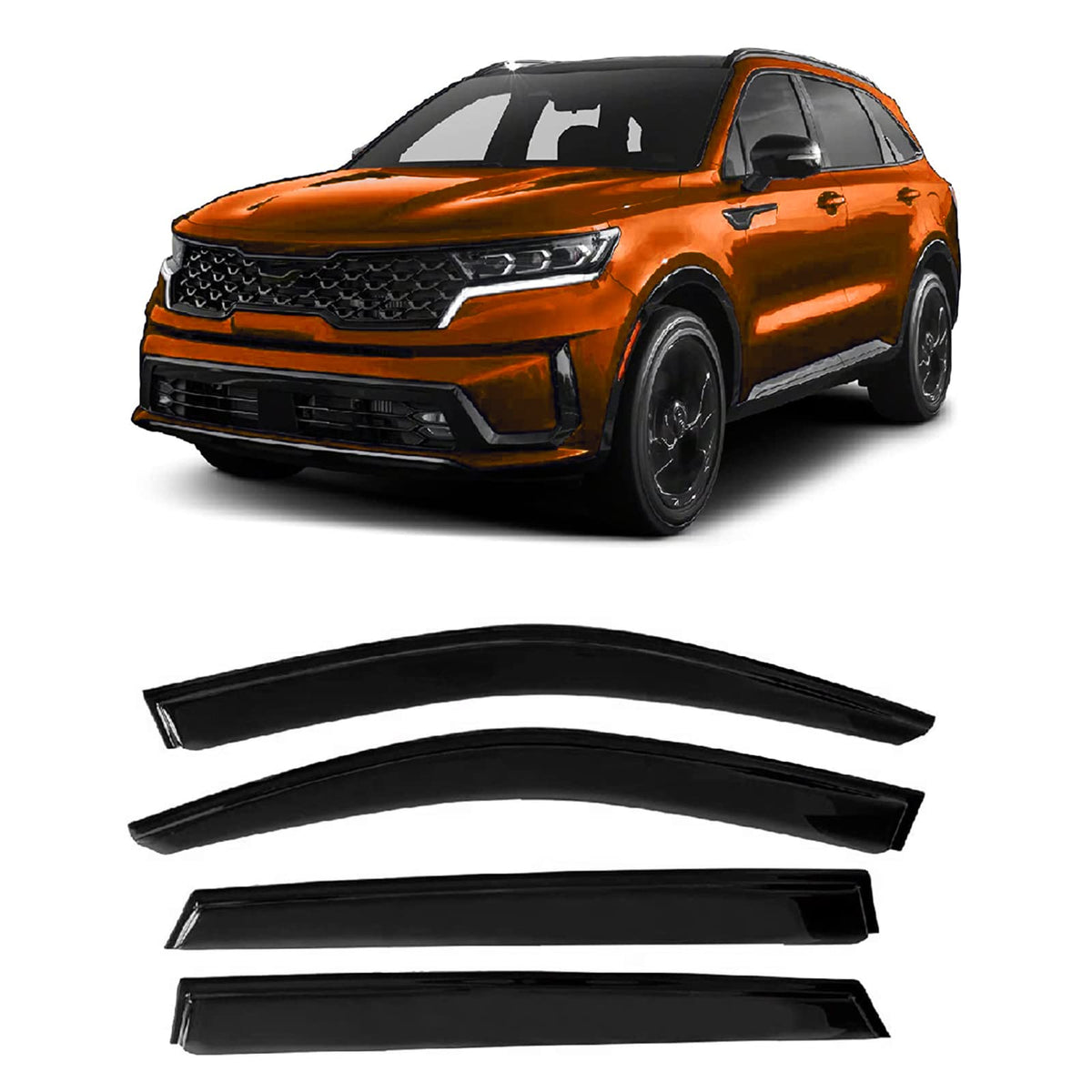 Zzdsnj Tape-On Windows Visor 4-Piece For 2021-2023 Kia Sorento Rain Guards Shield Shade Smoke