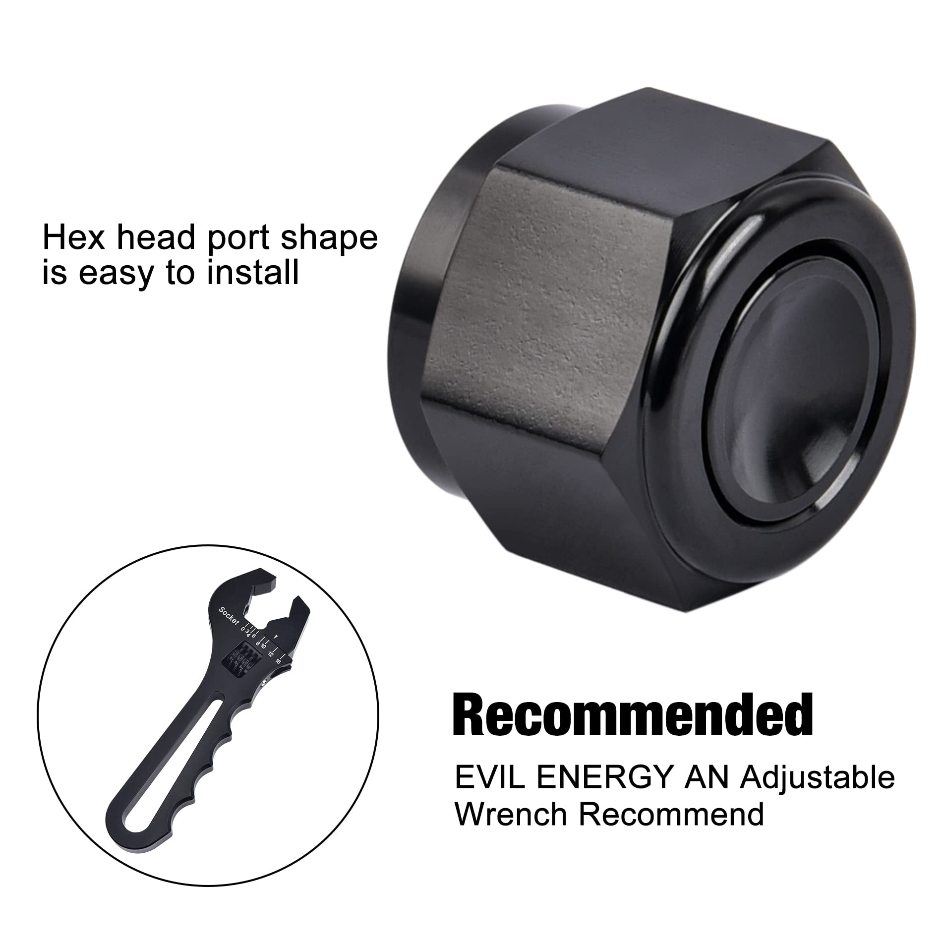 Evil Energy 3An Flare Cap Block Off Fitting Plug Black 2Pcs