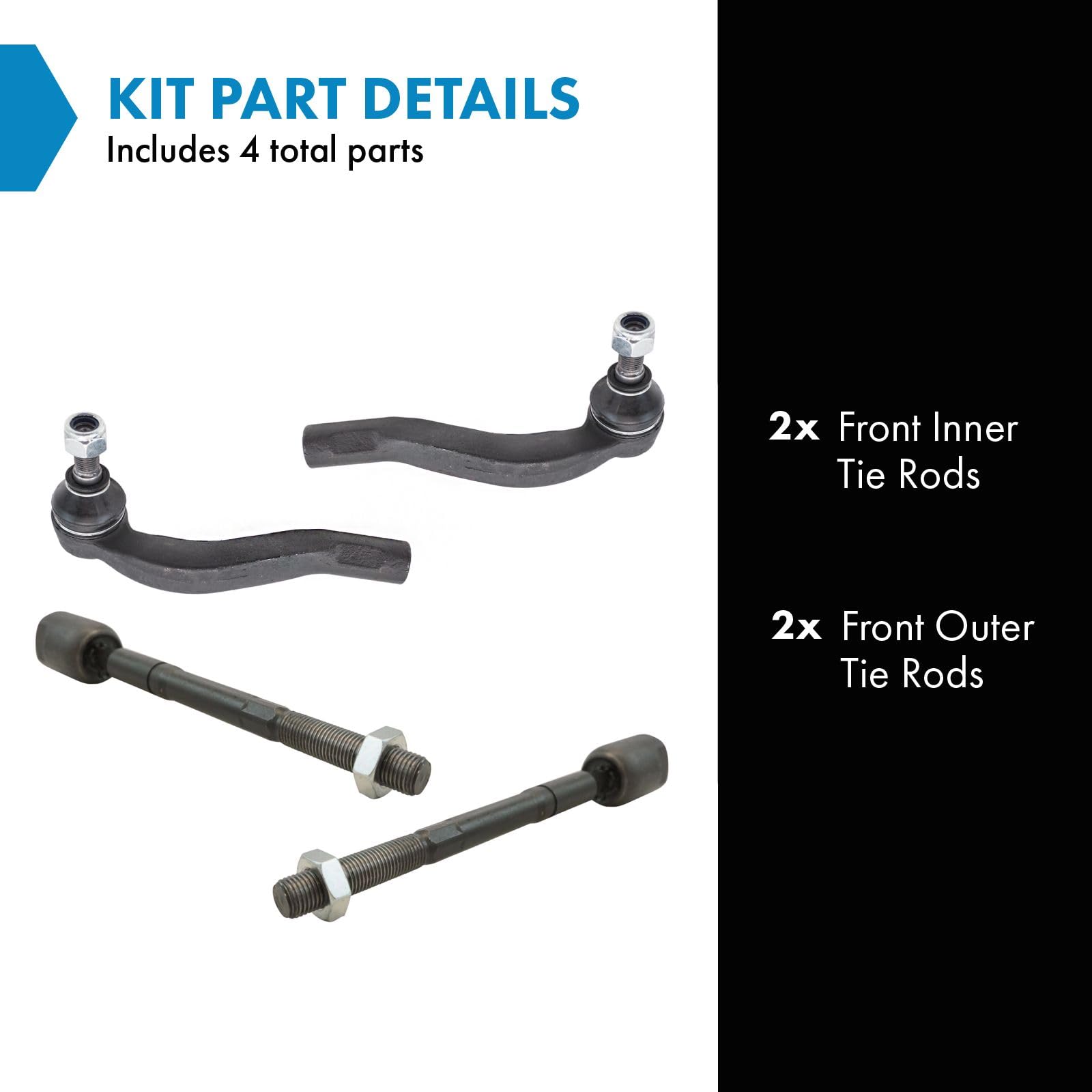 Trq Front Tie Rod Set Compatible With 1995-2000 Lexus Ls400