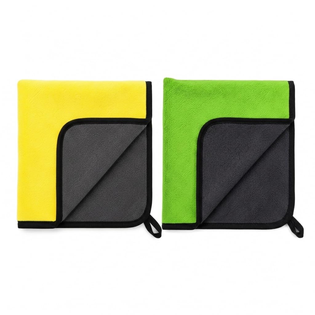 DualSided Microfiber GSM 500 Cloth for Cleaning Pack of 2 Multicolour