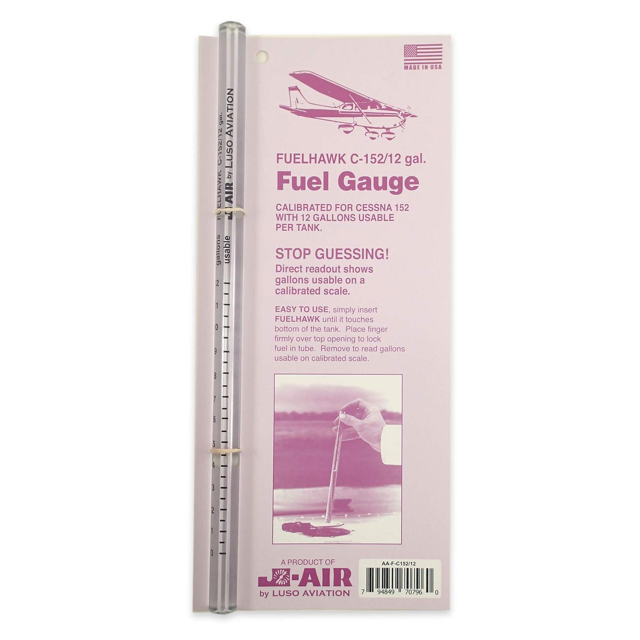 Luso Aviation Fuelhawk Aircraft Fuel Gauge, Cessna 152 - 12 Gallon