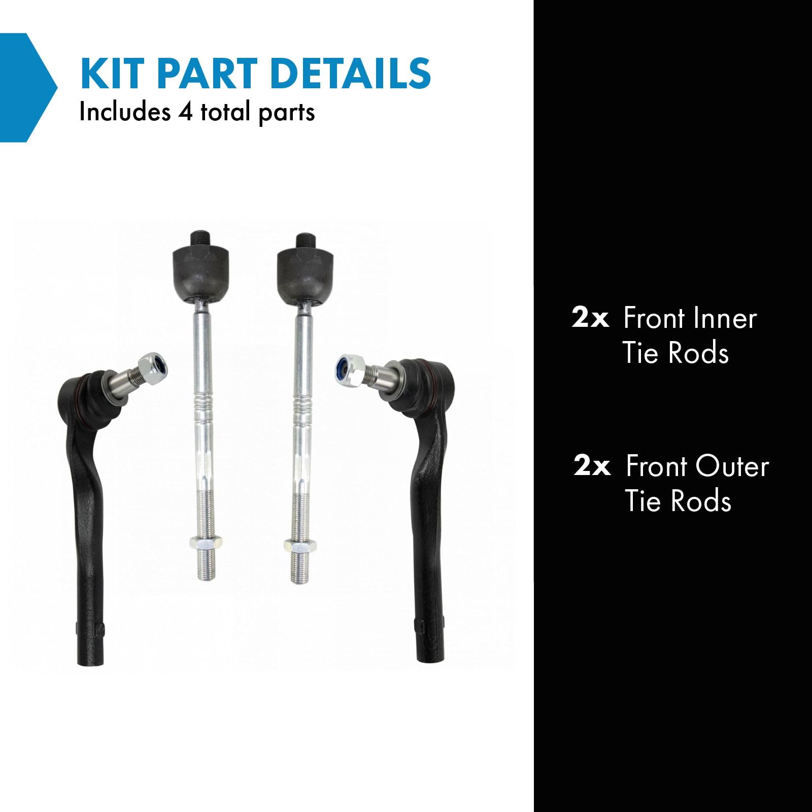 Trq Front Tie Rod Set Compatible With 2010-2011 Mercedes-Benz E350 E550