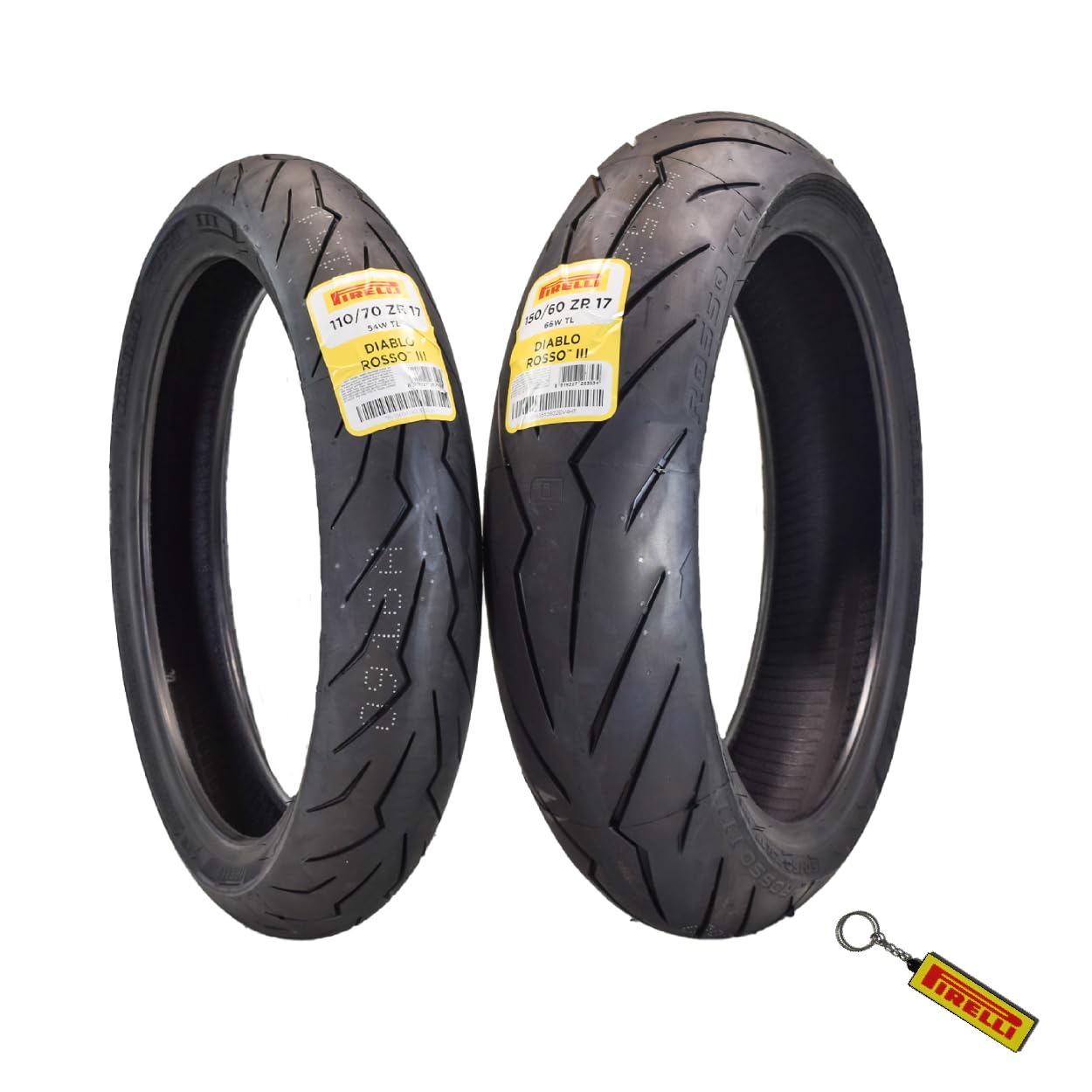 Pirelli Diablo Rosso Iii Motorcycle Tire Set: 110/70 Zr 17 M/C Front & 150/60 Zr 17 M/C Tl Rear- High Performance, Durable For S