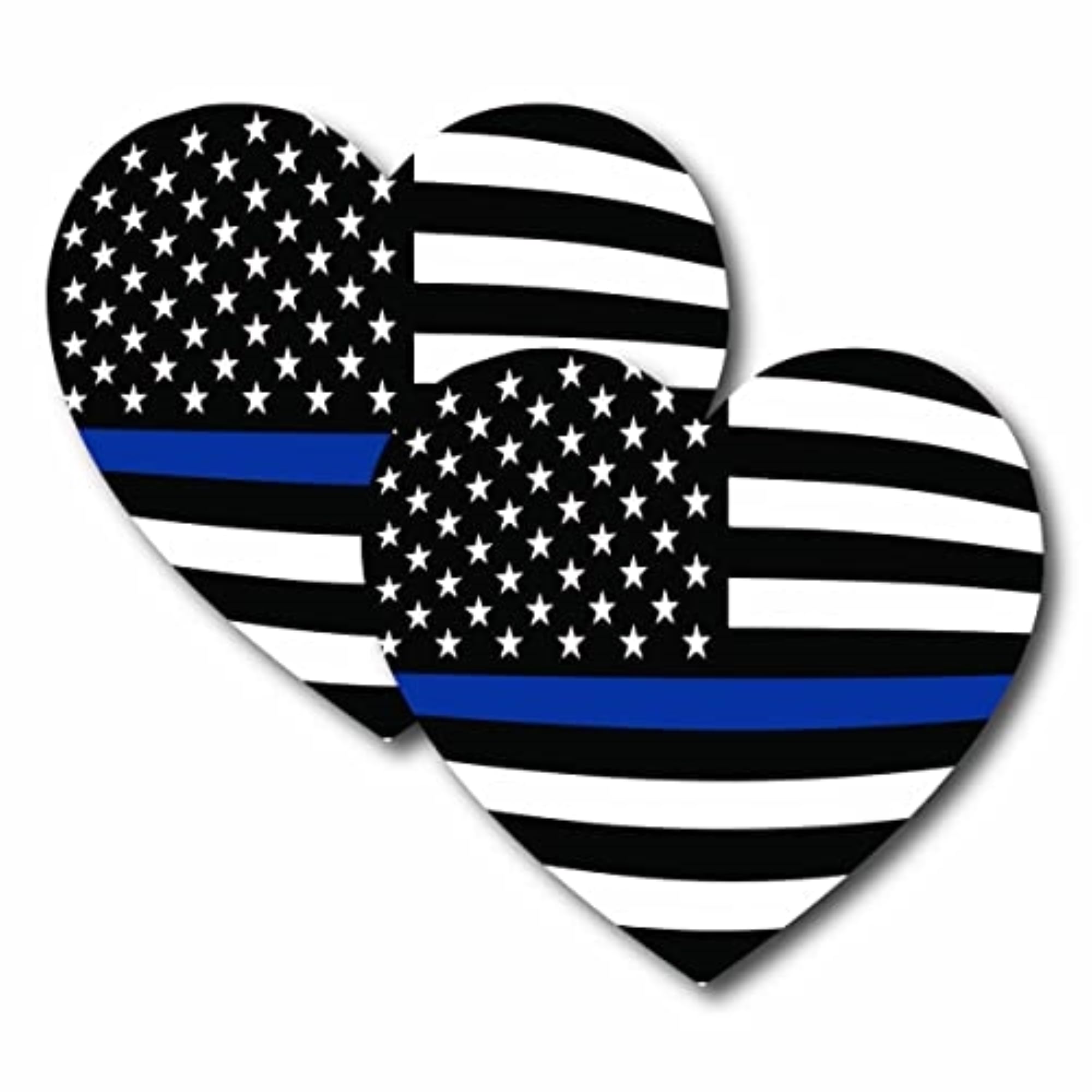 Magnet Me Up Thin Blue Line American Heart Magnet Decal, 2 Pack, 5 Inches, Heavy Duty Automotive Magnet For Car Truck Suv, In Su