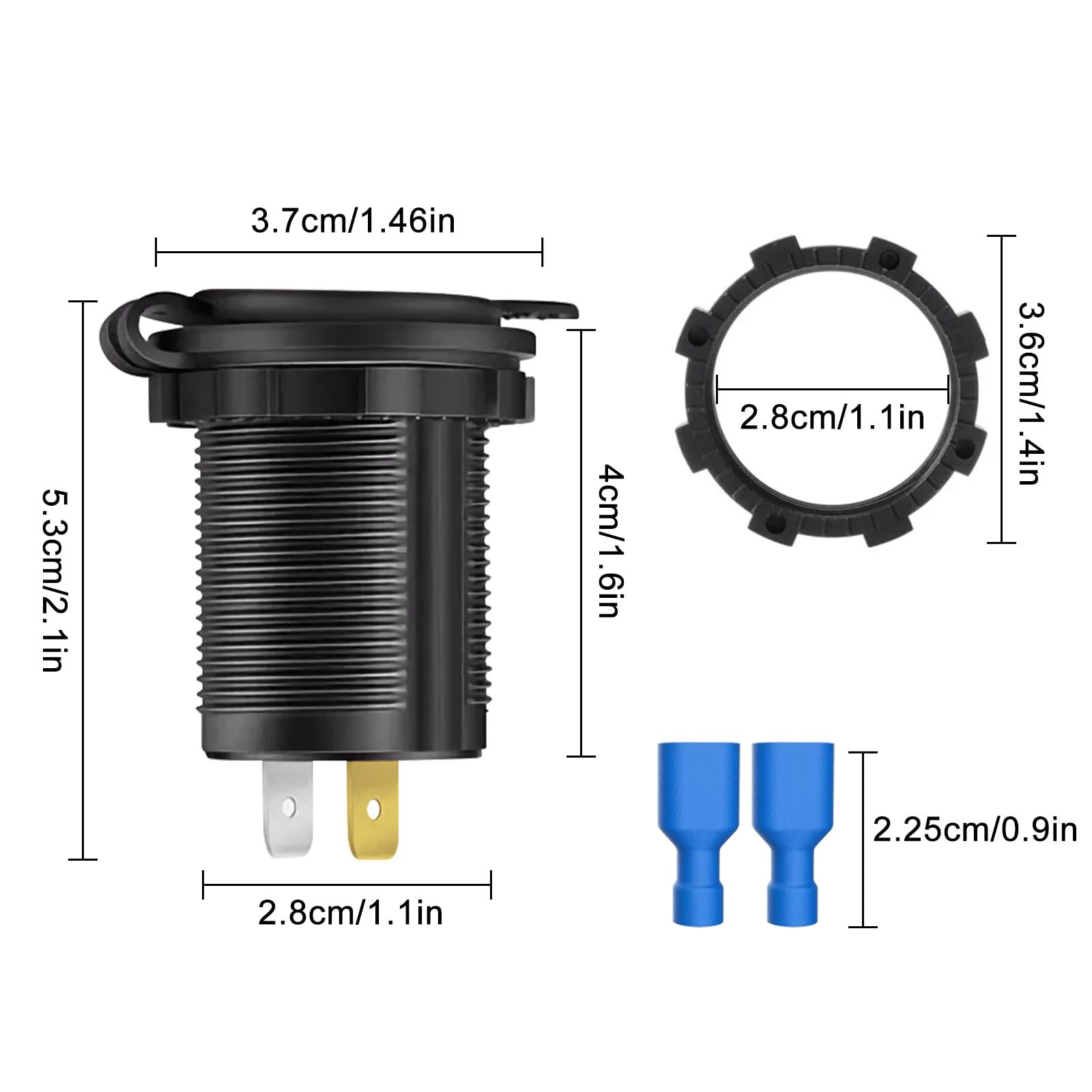 Linkstyle 12V Usb Outlet, Dual 5V 2.1A Usb Charger Socket, Waterproof Power Outlet With Red Led, Usb Car Socket Dual Charging Ports For 12V Car Rv Boat Marine Motorcycle Mobile