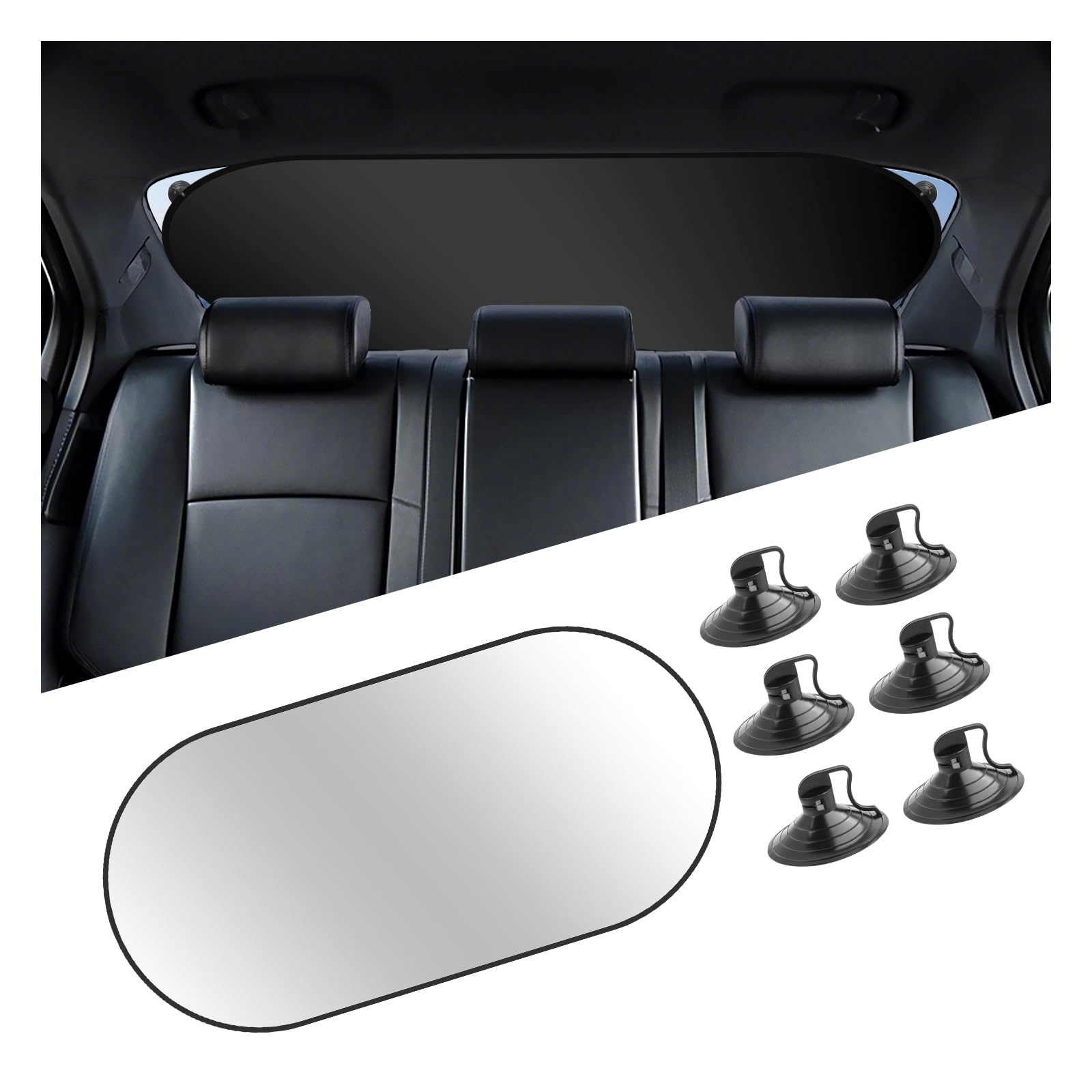 39.37x19.76 Car Rear Window Sun Shade,Foldable Car Window Shades with 6 Suction Cups for Blocking Sunlight,210T Titanium Silver 