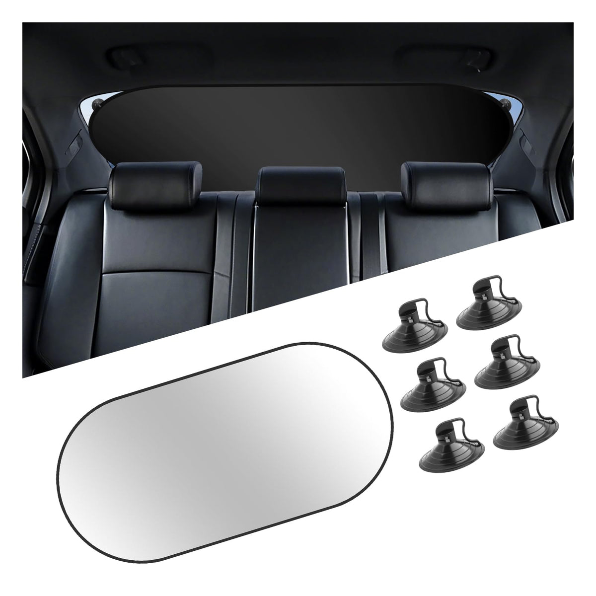 39.37x19.76 Car Rear Window Sun Shade,Foldable Car Window Shades with 6 Suction Cups for Blocking Sunlight,210T Titanium Silver 
