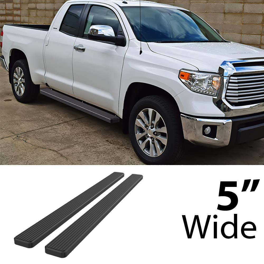 HD Ridez Running Board 5'' Stainless Steel Black Compatible with Toyota Tundra 2007-2021 Double Cab (Nerf Bar Side Steps Side Ba