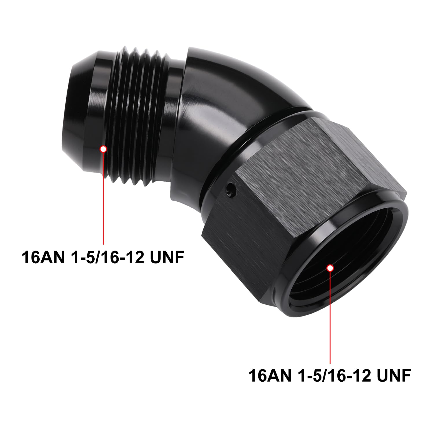 Podavelle 45 Degree 16An Male To 16An Female Swivel Full Flow Fitting Adapter Coupler Aluminum Black
