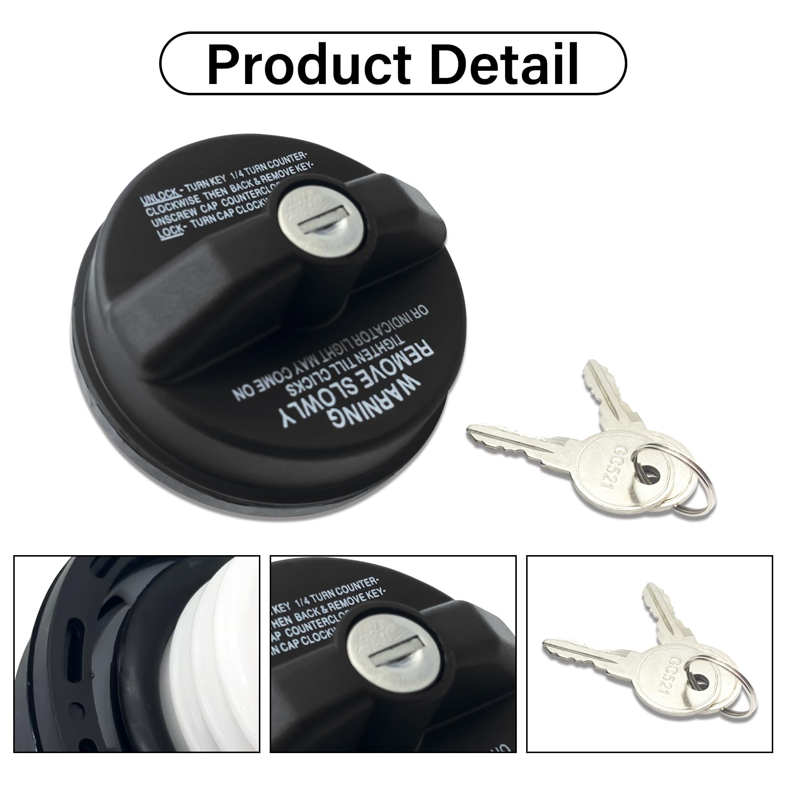 Gas Cap, Locking Gas Cap 12495845 for Chevy, GMC, Honda, Nissan, Subaru, Acura, Buick, Cadillac, Isuzu, Mitsubishi, Suzuki, Pont