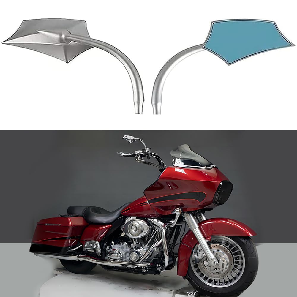 Goodfitment - Sliver Irregular Shape Motorcycle Mirrors,Upgrade Rearview Motorcycle Mirrors With M8 10 Screws Compatible With Ha