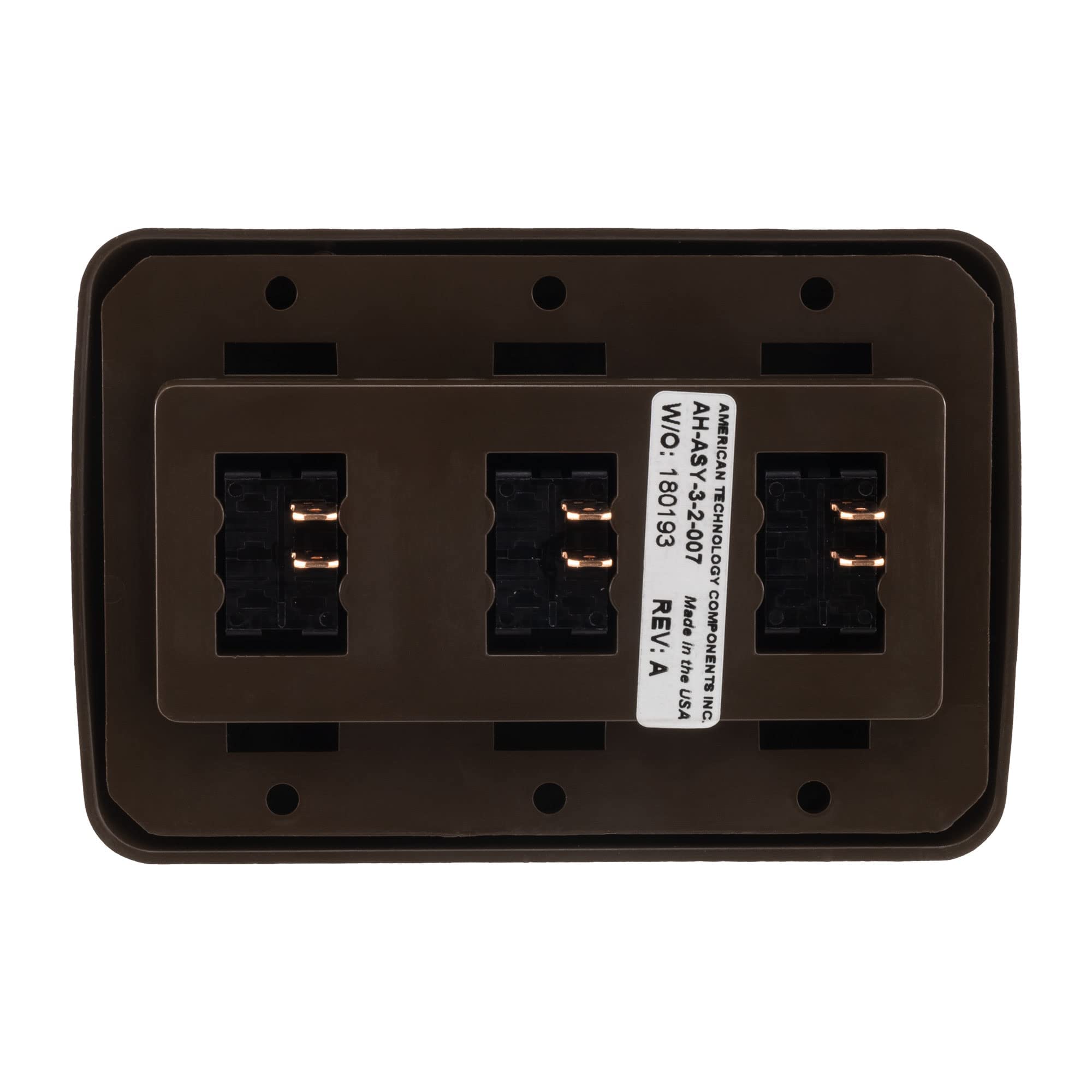 American Technology Components Triple Spst On-Off Switch With Bezel, 12-Volt, For Rv, Trailer, Camper (Brown)