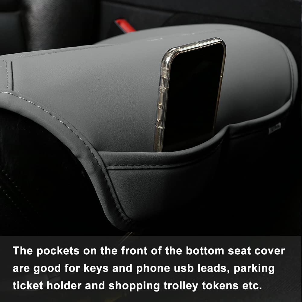 Black Panther Car Seat Cover, 1 Piece Universal Sideless Driver Seat Protector, With Lumbar Support And Headrest Cover (Gray)