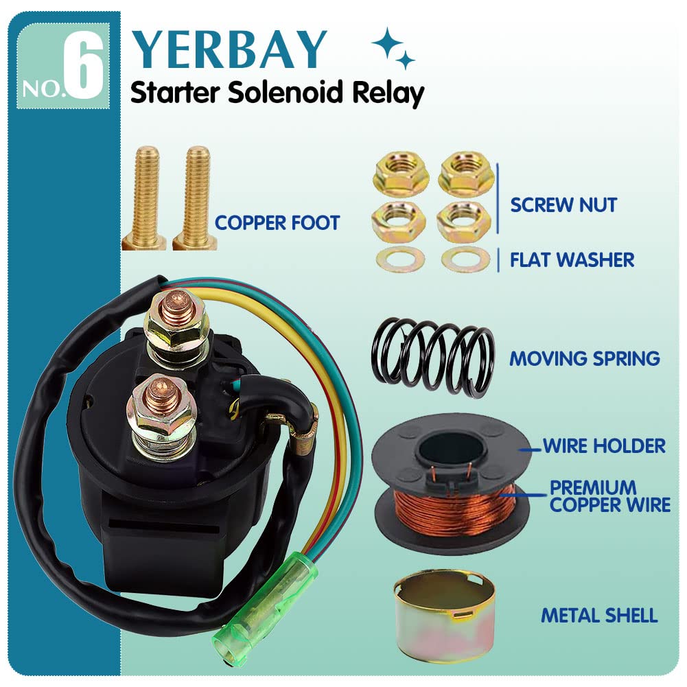 Starter Solenoid Relay for Honda TRX250 Fourtrax Recon 250 1997-2001/TRX350 Fourtrax 350 1986 1987/TRX400EX Fourtrax 400 1999-20