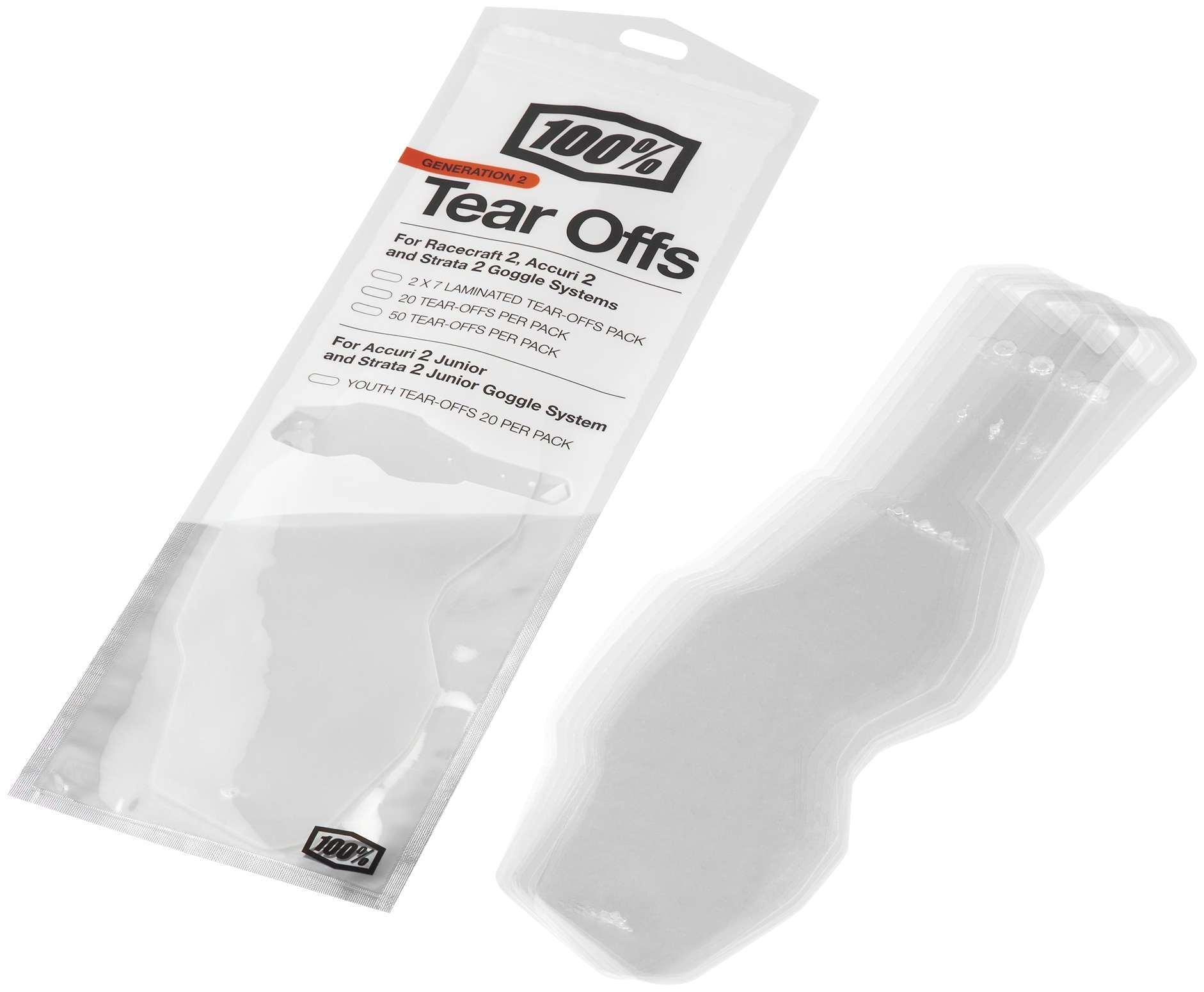 100% Standard Tear Offs 20 Pack - Rc2/Ac2/St2 Compatible (20 Pack)
