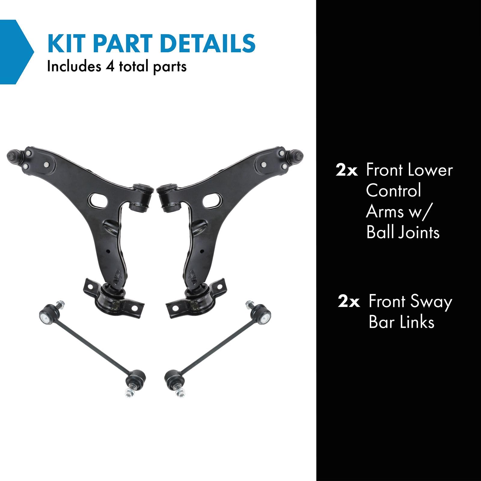 Trq Front Suspension Kit Control Arm With Ball Joint Sway Bar Stabilizer Link Compatible With 2004-2010 Ford Focus