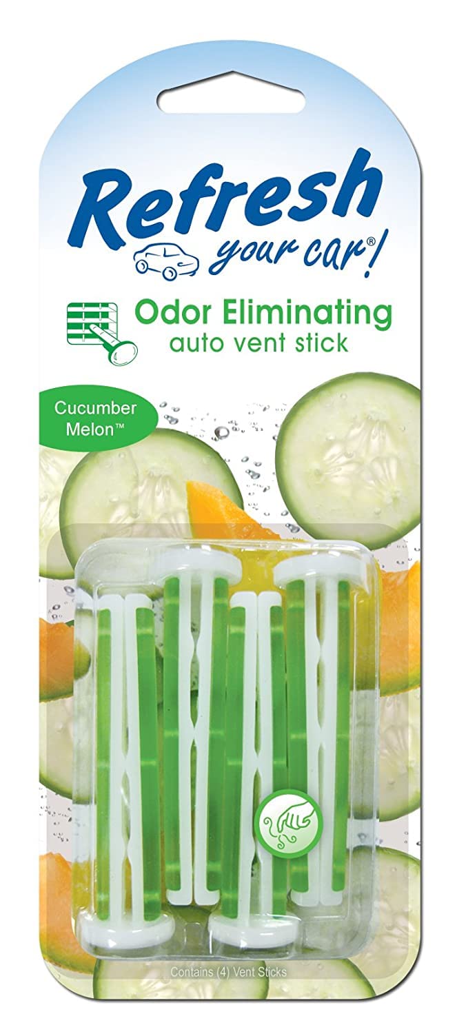 Refresh Your Car! 09584 Auto Vent Stick, Cucumber Melon, 4 Per Pack