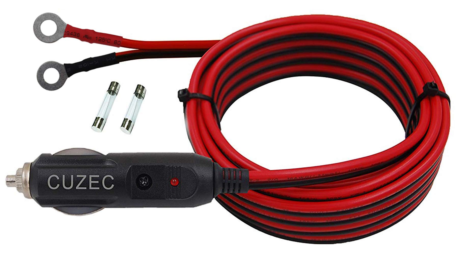 Cuzec Heavy-Duty 15A Male Plug Cigarette Lighter Adapter Power Supply Cord With 13.1Ft / 4M 16 Awg Cable Wire For Car Inverter A