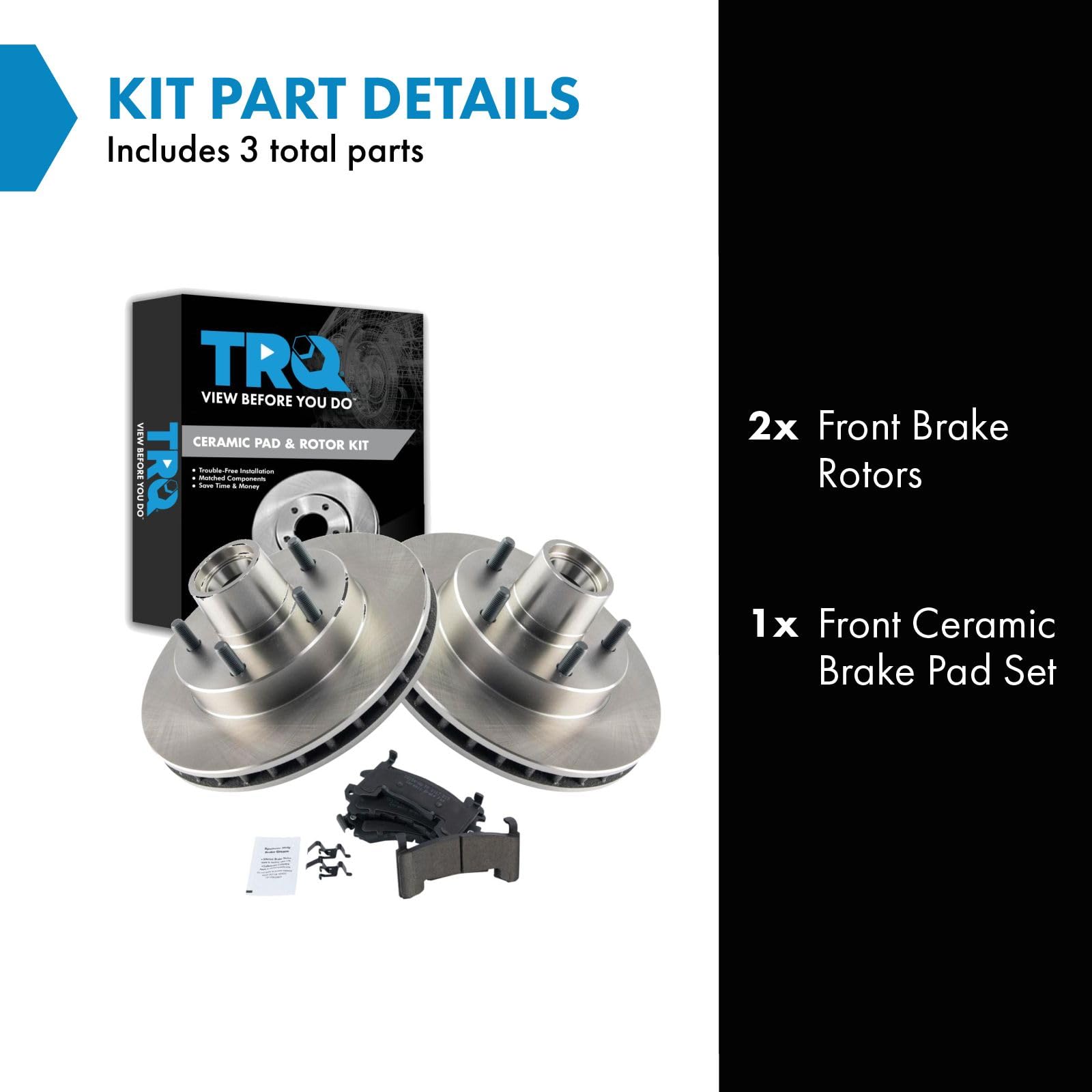 Trq Front Brake Pad & Rotor Kit Compatible With Buick Chevrolet Gmc Oldsmobile Pontiac