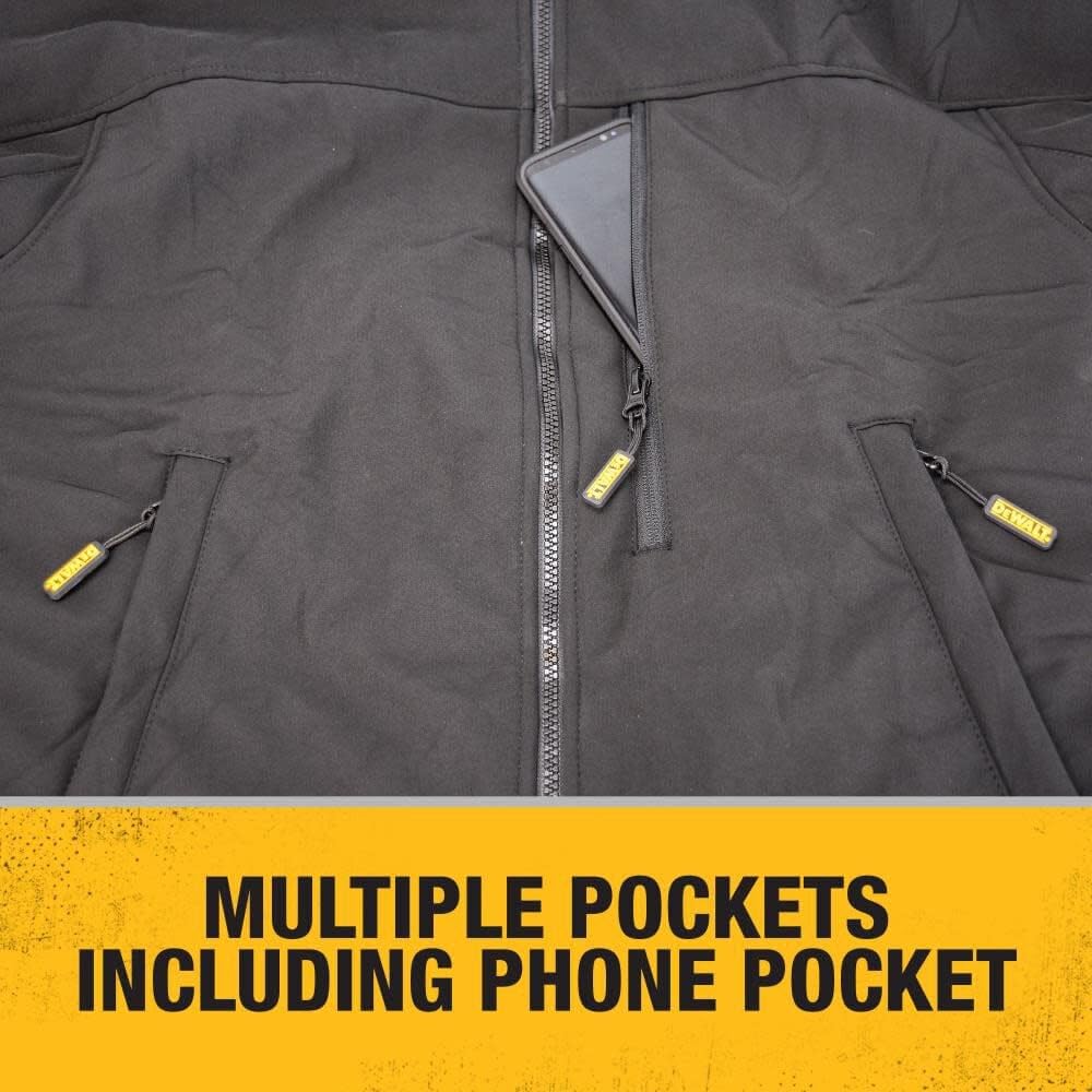 DEWALT Men's Heated Soft Shell Jacket Kit Black 2-XLarge