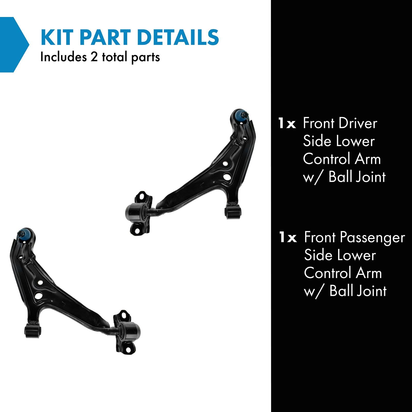 Trq Front Lower Control Arm With Ball Joint Set Compatible With 1999-2002 Infiniti G20