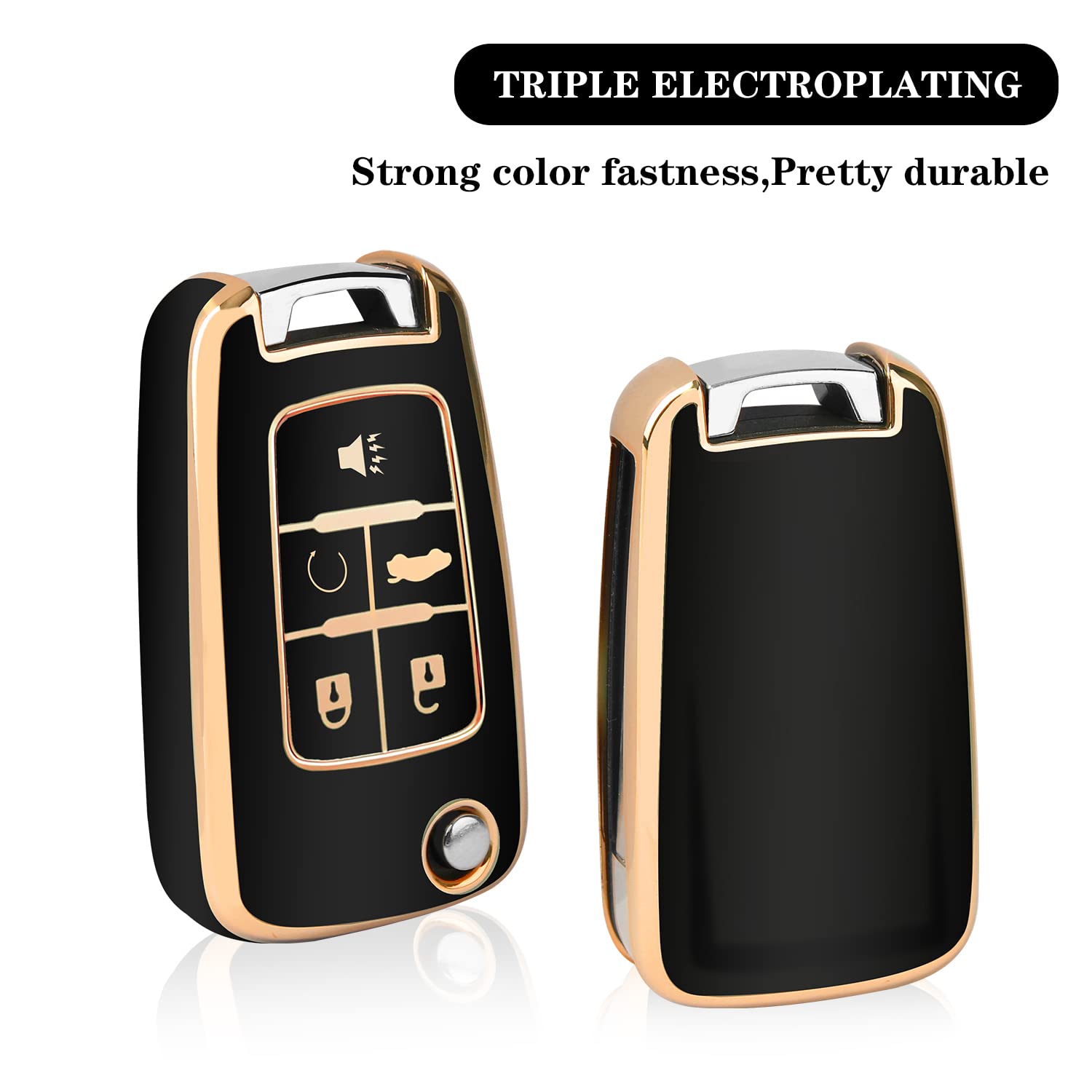 QBUC for Chevy Key Fob Cover Case with Keychain for Chevrolet Buick Camaro Cruze Equinox Malibu Impala Spark Sonic GMC