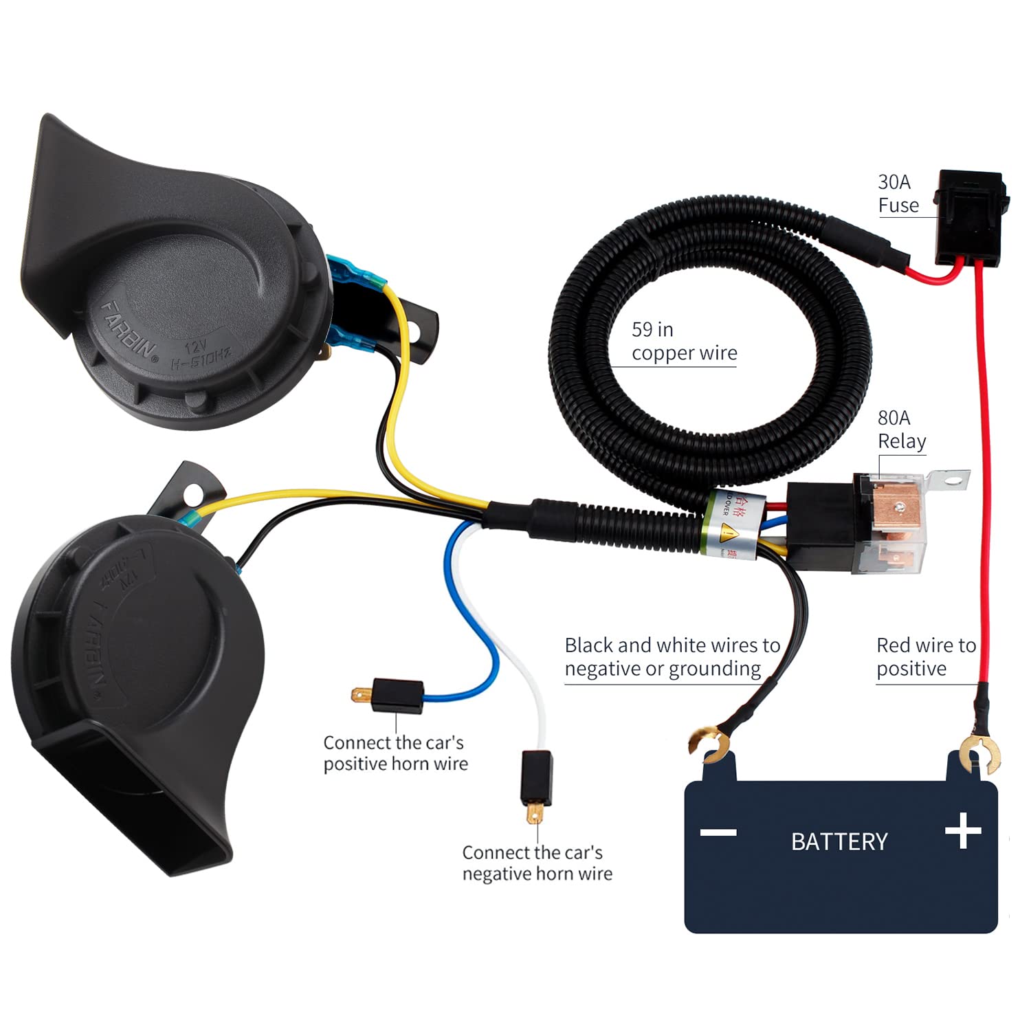 Loud Snail Horn 12V, Banhao Motorcycle Horn With Relay Universal Electric Double Horns Kit For Trucks Car Train Pickup Off-Road