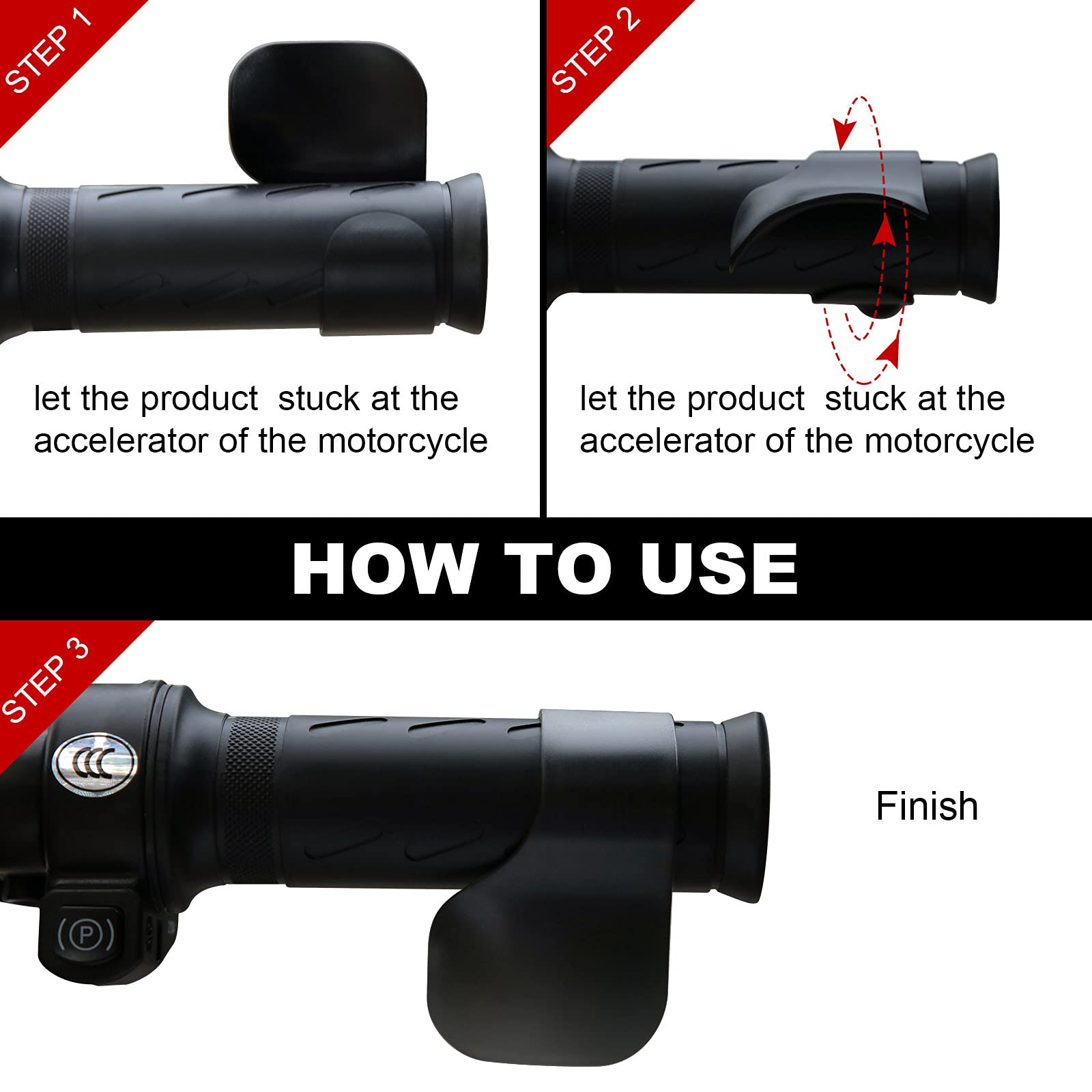 4 Pieces Black Motorcycle Throttle Mounted Motorcycle Throttle Holder Wrist Throttle Assist Rest Control Handlebar Grip Cruise Control Assist For Motorcycles, Scooters, Electric Bike Accessories