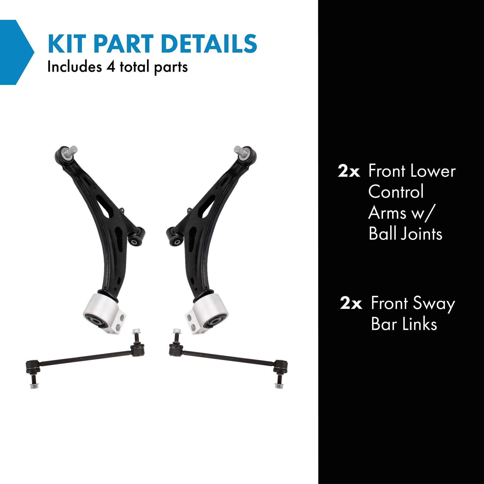 Trq Front Suspension Kit Control Arm With Ball Joint Sway Bar Stabilizer Link Compatible With 2014-2019 Chevrolet Impala