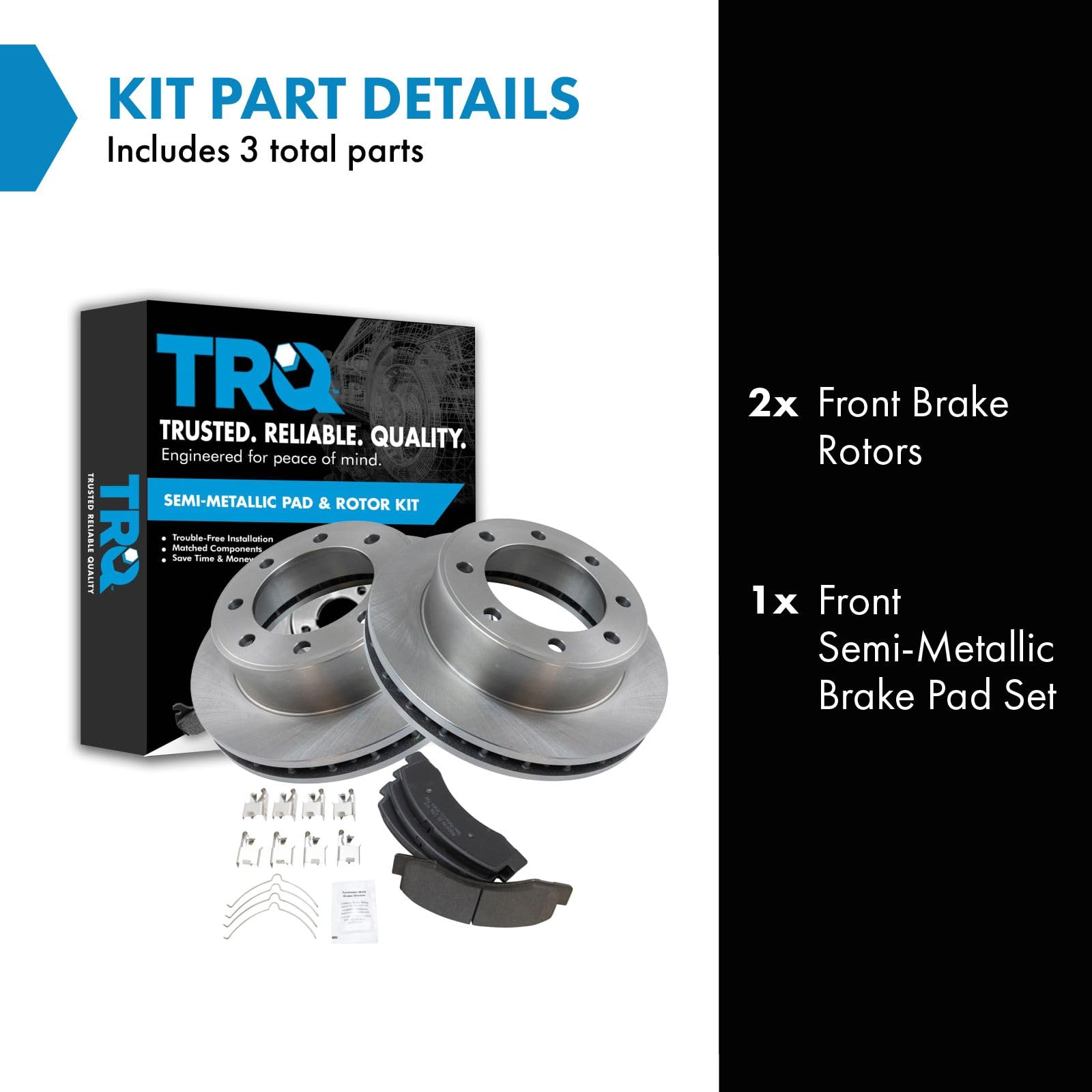 Trq Front Brake Pad & Rotor Kit Brake Pads Brake Rotor Semi-Metallic Compatible With 2000-2005 Ford Excursion 2000-2004 F-250 Su