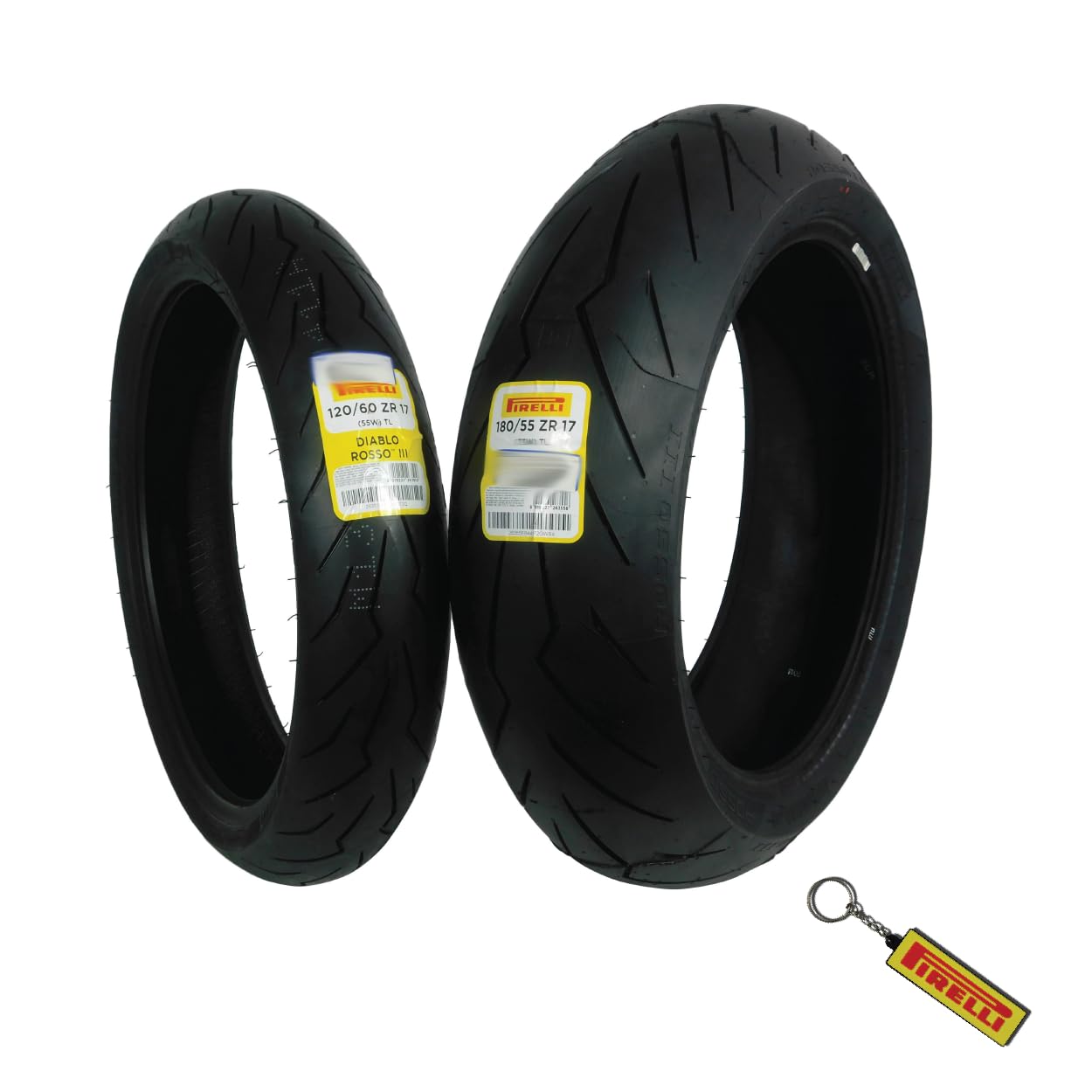 Pirelli Diablo Rosso Iii Motorcycle Tire Set: 120/60 Zr 17 M/C Front & 180/55 Zr 17 M/C Tl Rear- High Performance, Durable For S