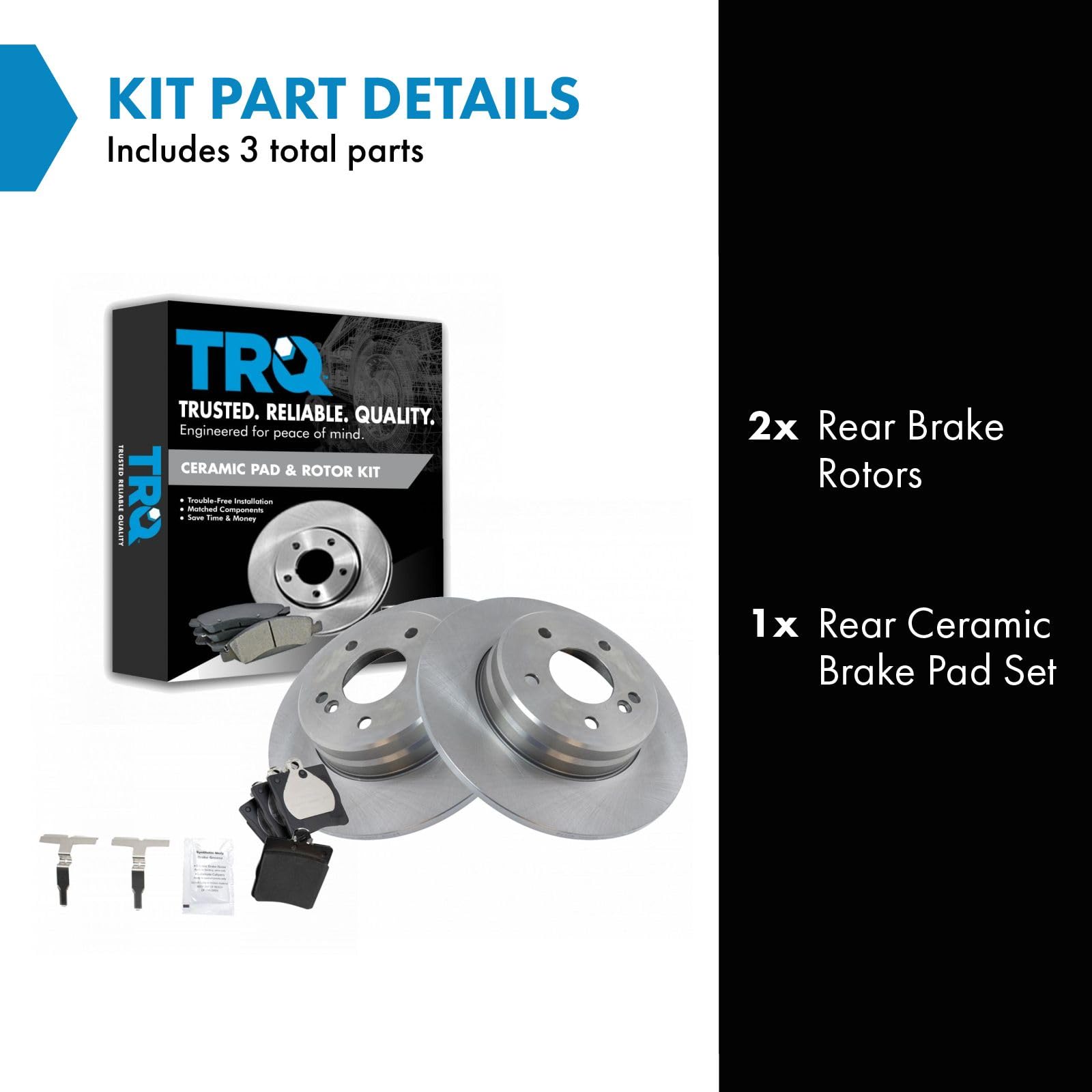 Trq Brake Pad & Rotor Rear Ceramic Kit Set For Mercedes Benz