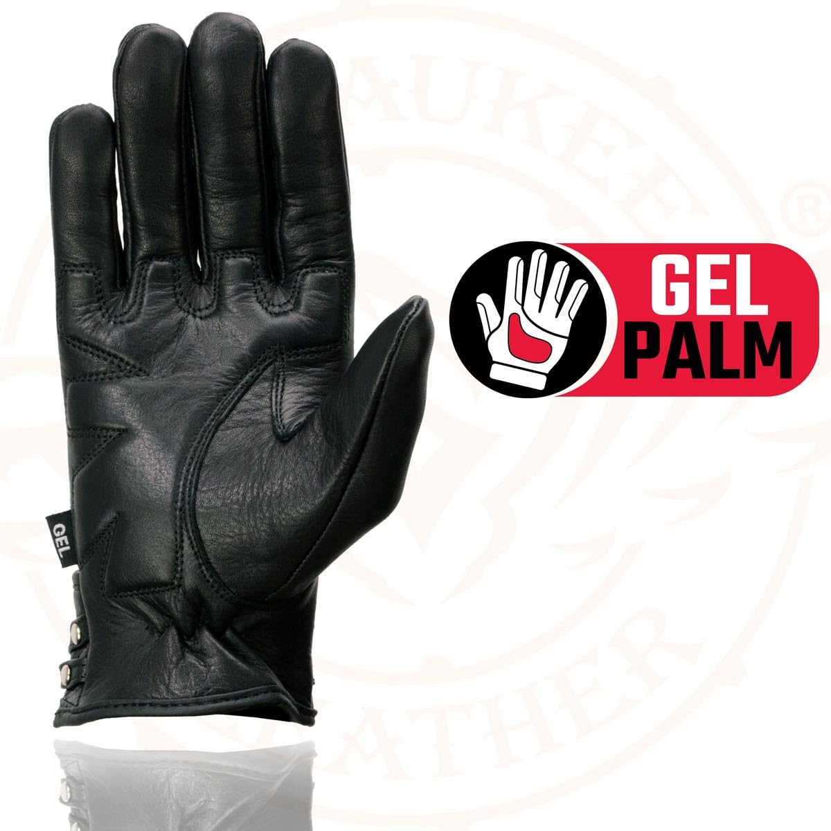 Milwaukee Leather MG7765 Women's Black Leather Gel Palm Open Wrist Motorcycle Hand Gloves W/Stylish Wrist Detailing - Small