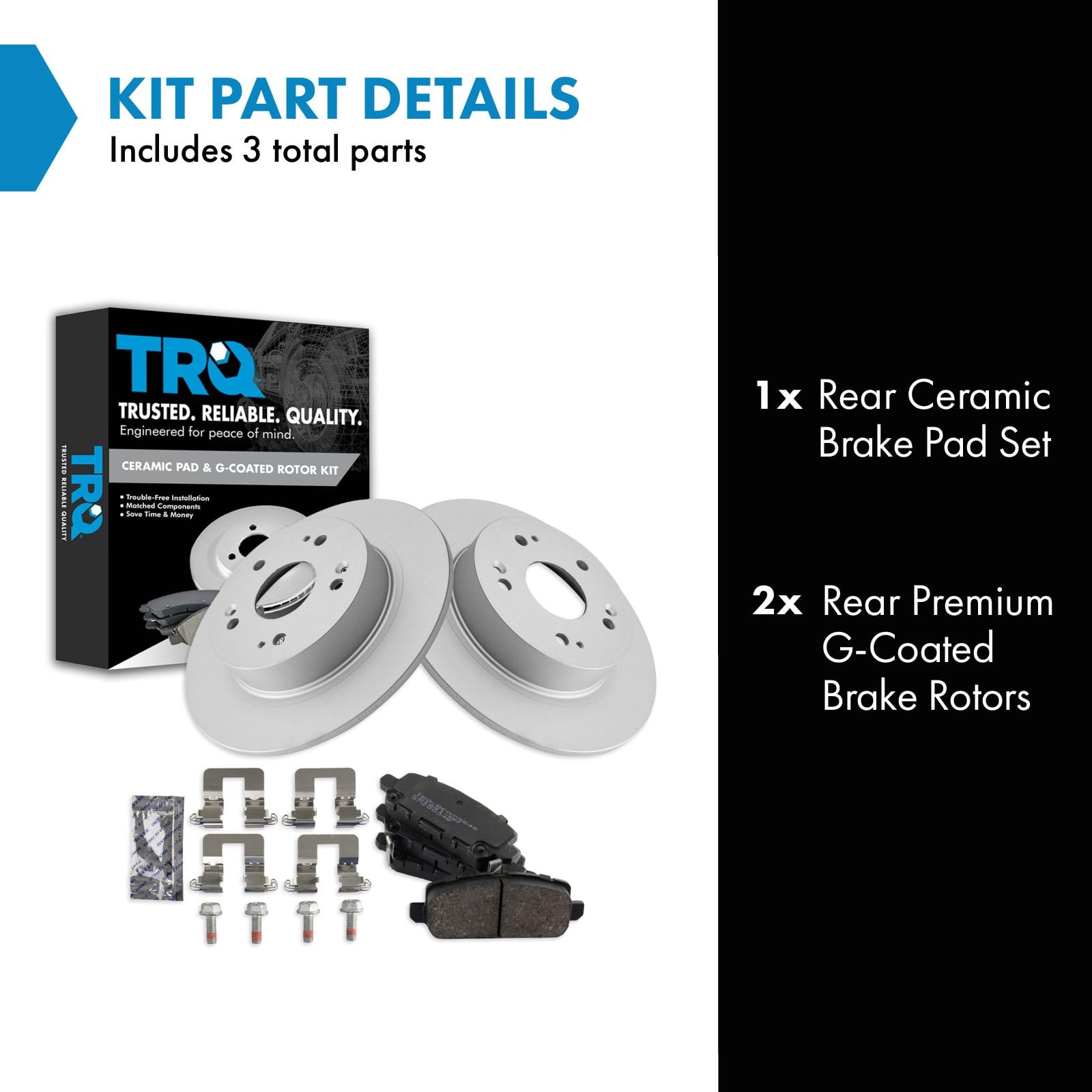 Trq Rear Brake Pad & Rotor Kit Brake Pads Brake Rotor Ceramic Premium G-Coated Compatible With 2016-2018 Honda Hr-V