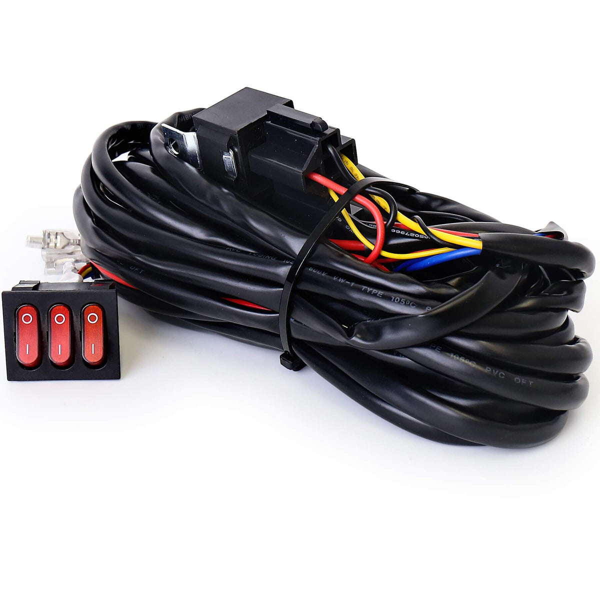 2 Leads Wiring Harness Kit With 3 On Off Switches, Povtor 12V 4 Wires Led Side Shooter Pods Wiring Harness For Off Road Heavy Du