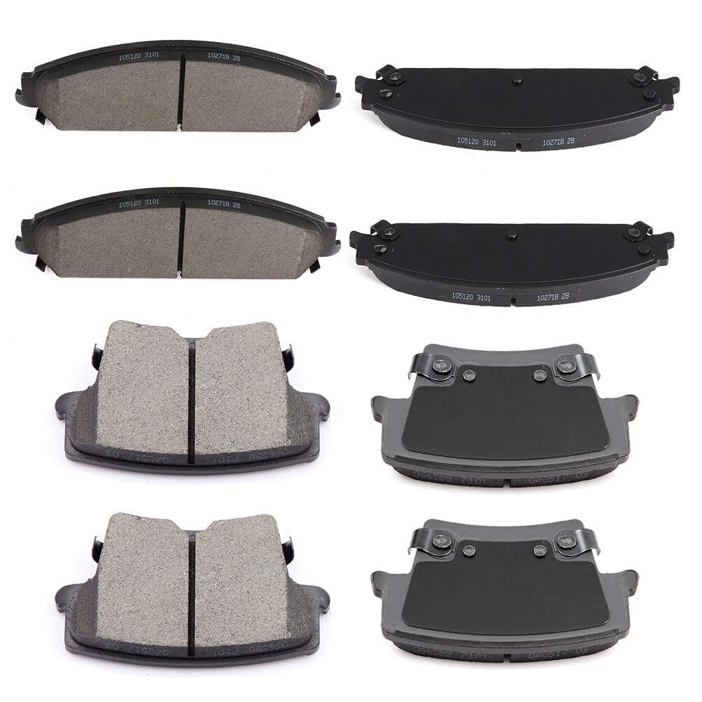 Cciyu D1058/D1057 Front & Rear Disc Brake Pads Kit - 8Pcs For Chrysler 300 (2005-2020), Dodge Charger (2006-2020) & More