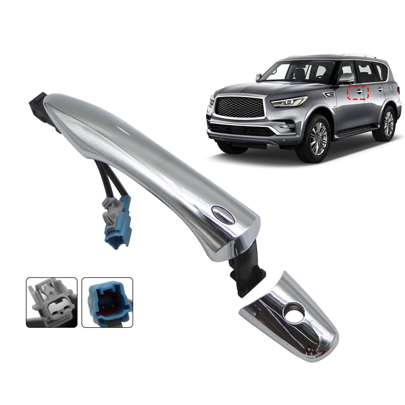 Jecoupoon 806401BA0A Chrome Exterior Door Handle Front Driver Left Side Compatible with 2008-2020 EX35 EX37 FX35 FX37 FX50 JX35
