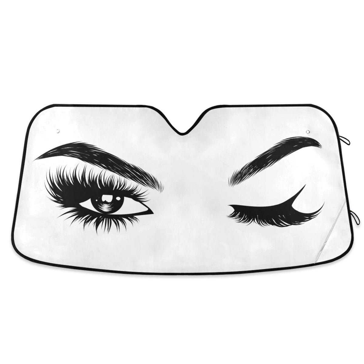 Windshield Sun Shade for Car Truck & SUV - Sexy Wink Folding Auto Front Window Sunshade, Shield Cover for Car Screen, Protector 